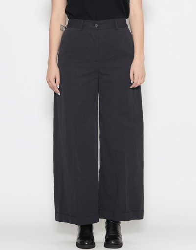 Black Cotton Wide Leg Wendy Pants