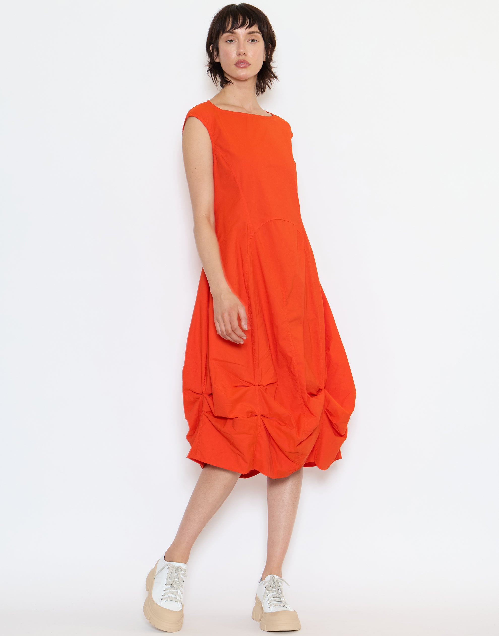 Mandarin Cotton Blend Stretch Dress