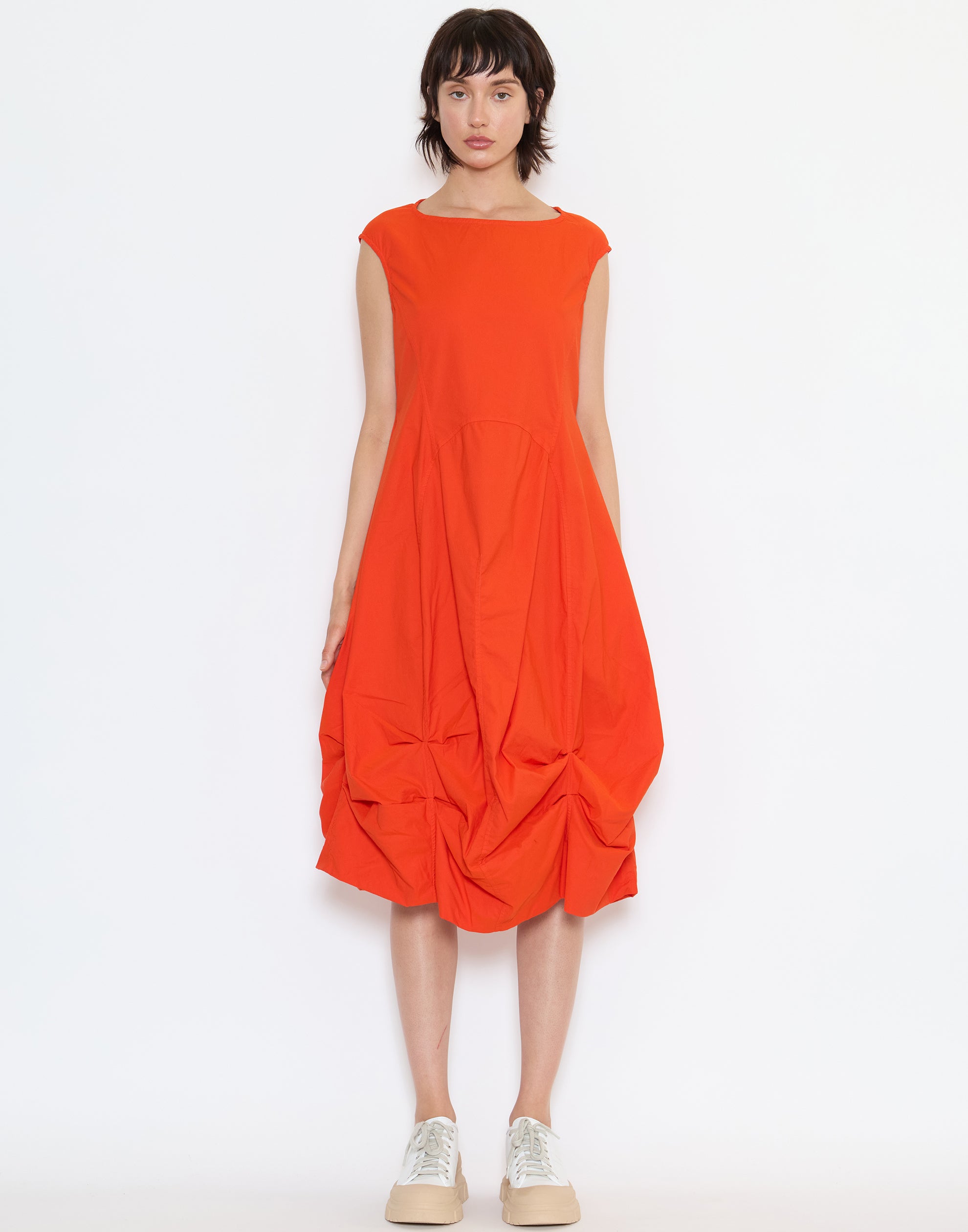 Mandarin Cotton Blend Stretch Dress