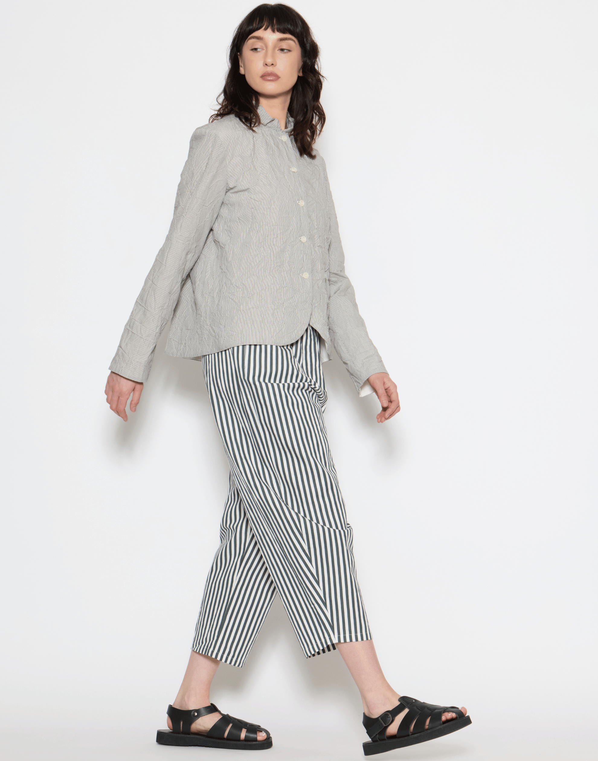 Cement Stripe Cotton & Linen Trousers