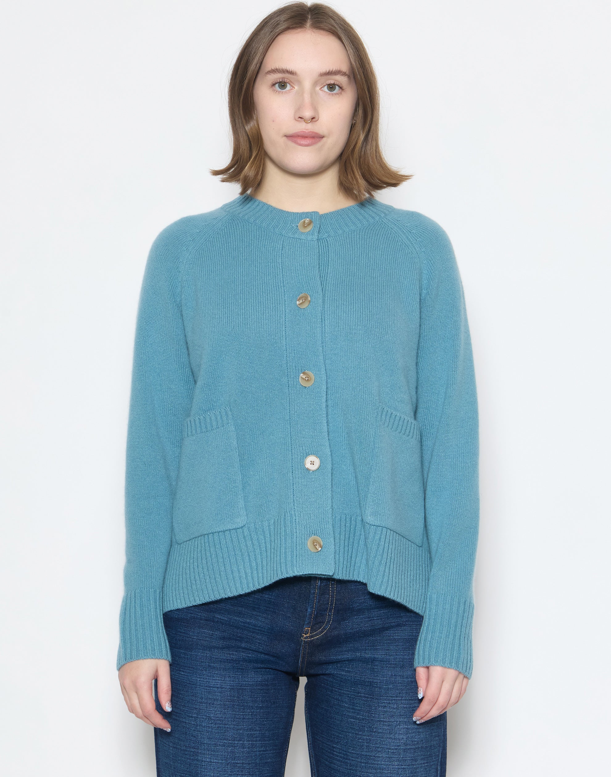 Lake Blue Cashmere Chunky Cardigan