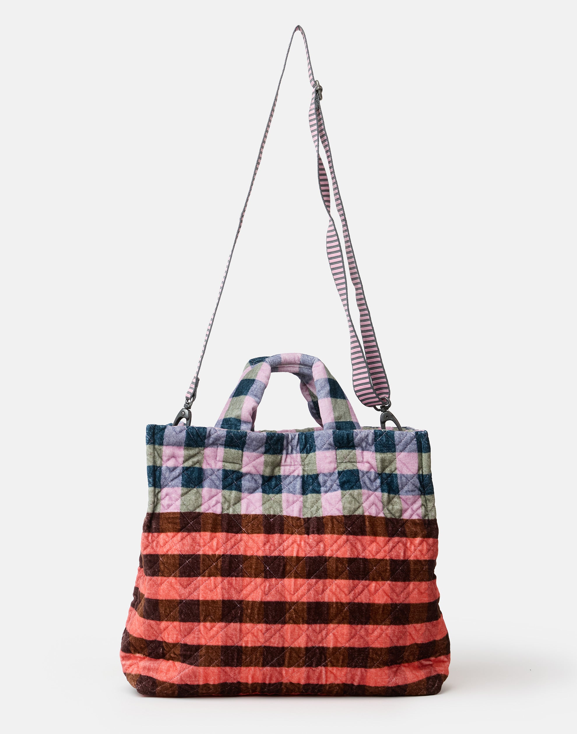 Red & Pink Large Cotton Velvet Tote