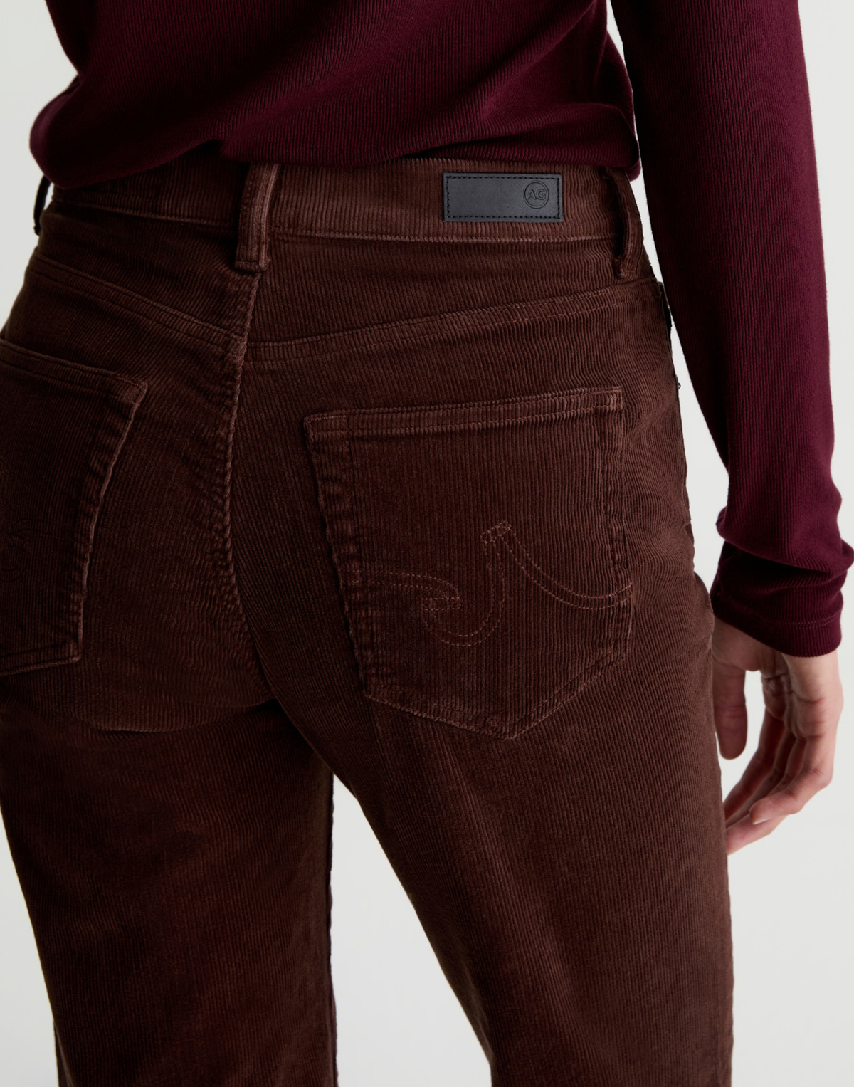 Wood Brown Mid-Rise Brinley Corduroy Pants