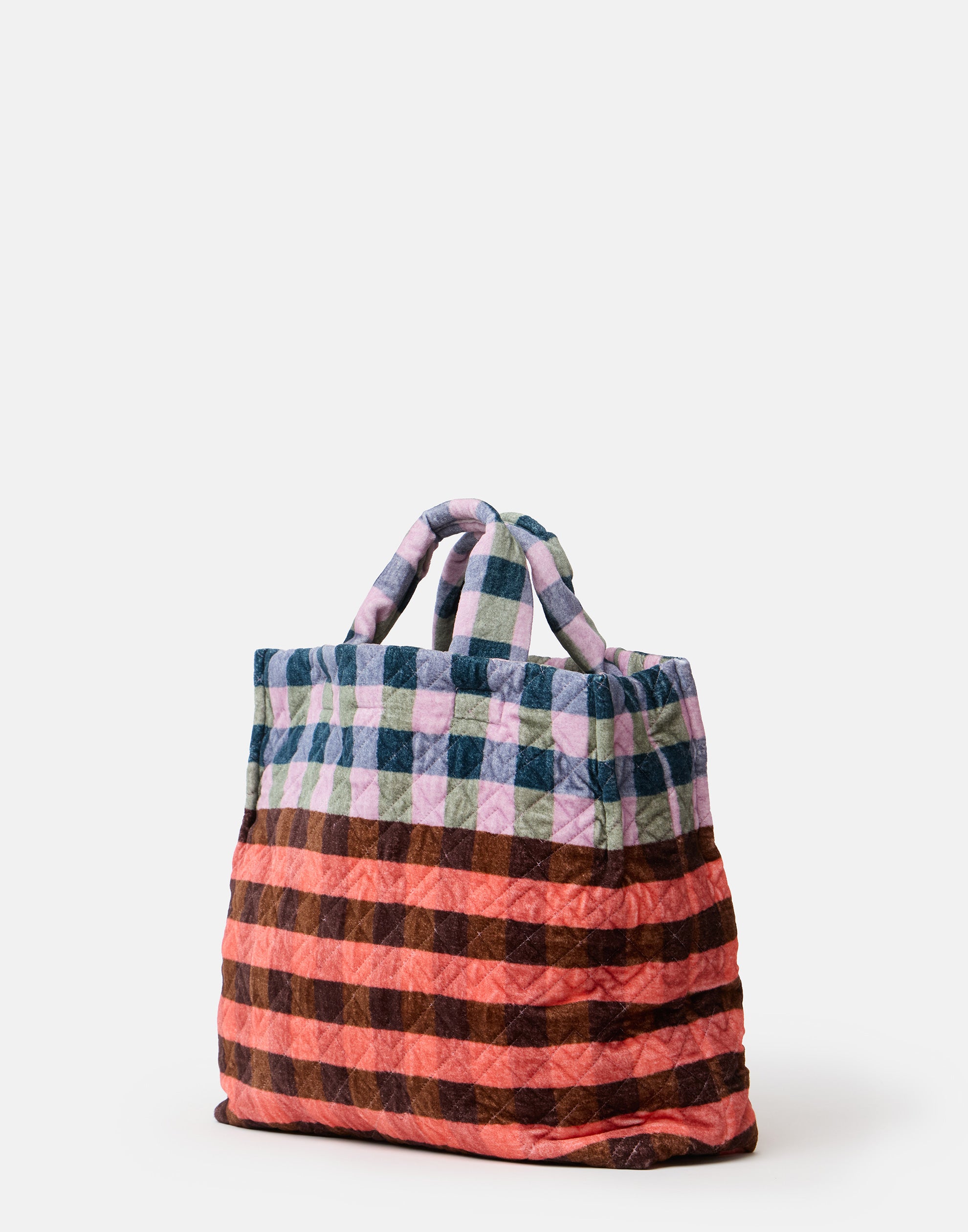 Red & Pink Large Cotton Velvet Tote