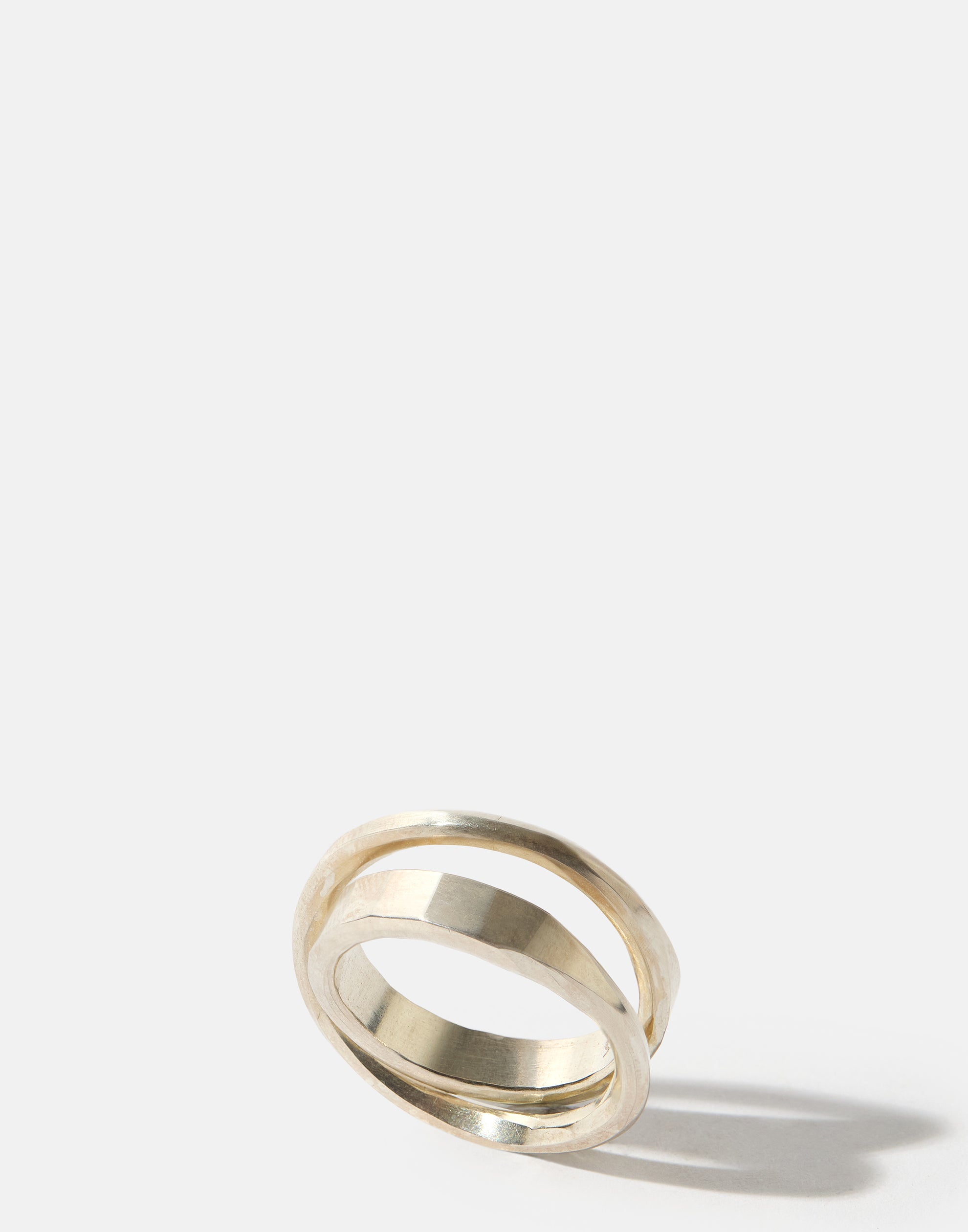 Silver Flat Crossed Ring