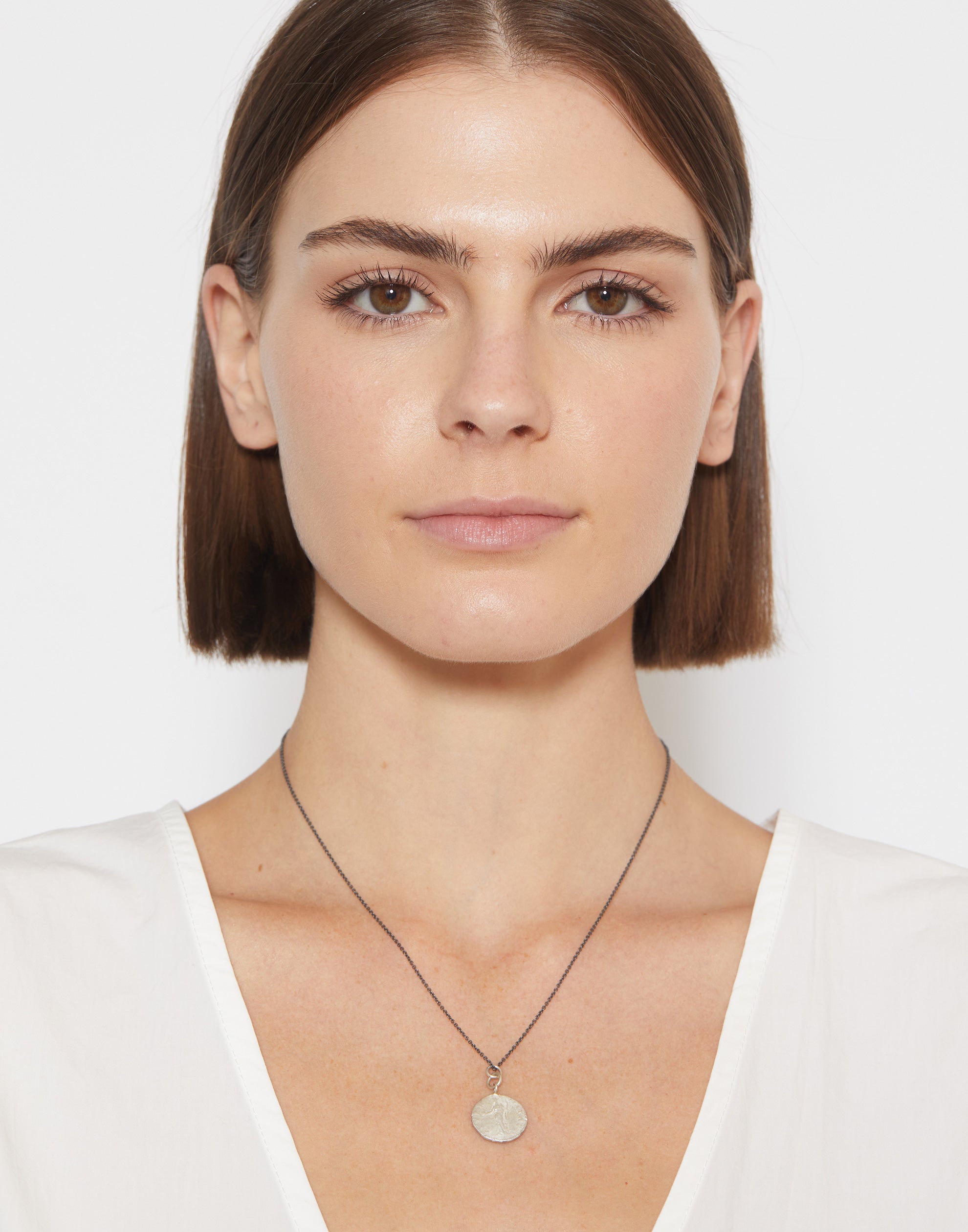 Greek Coin & Oxidised Silver Necklace