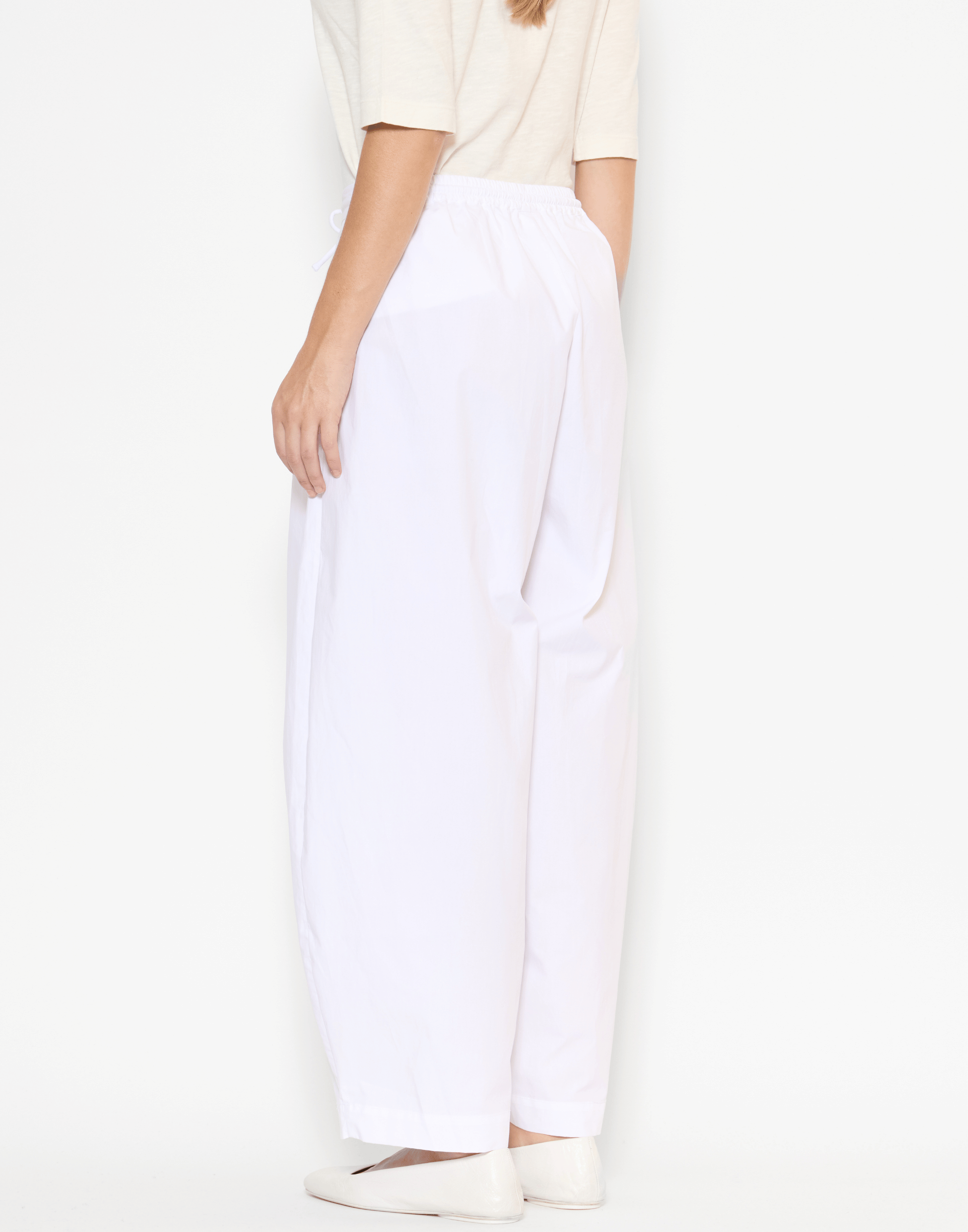 White Cotton Poplin Pamela Pants