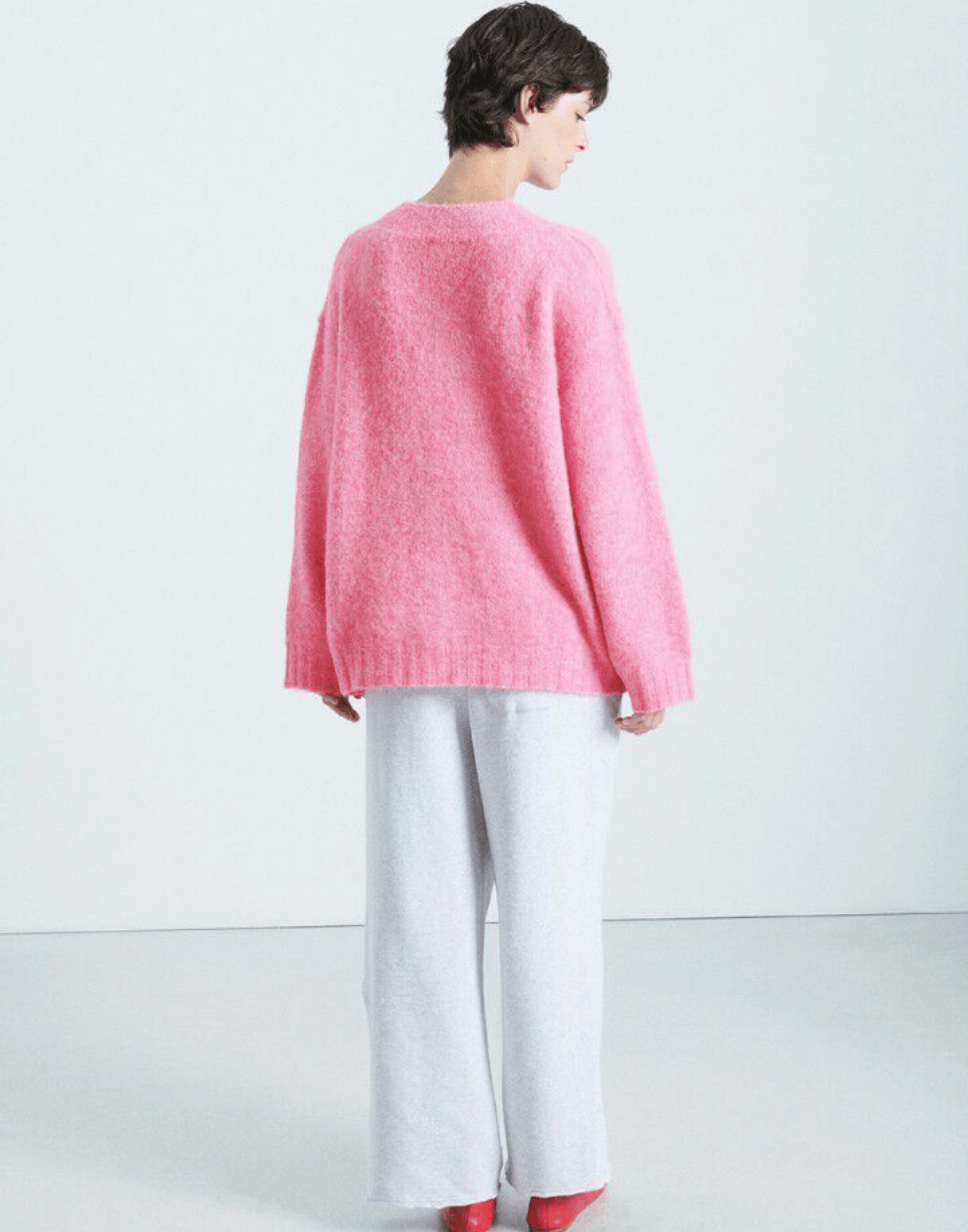 Pink Melange Wool Blend V East Pullover