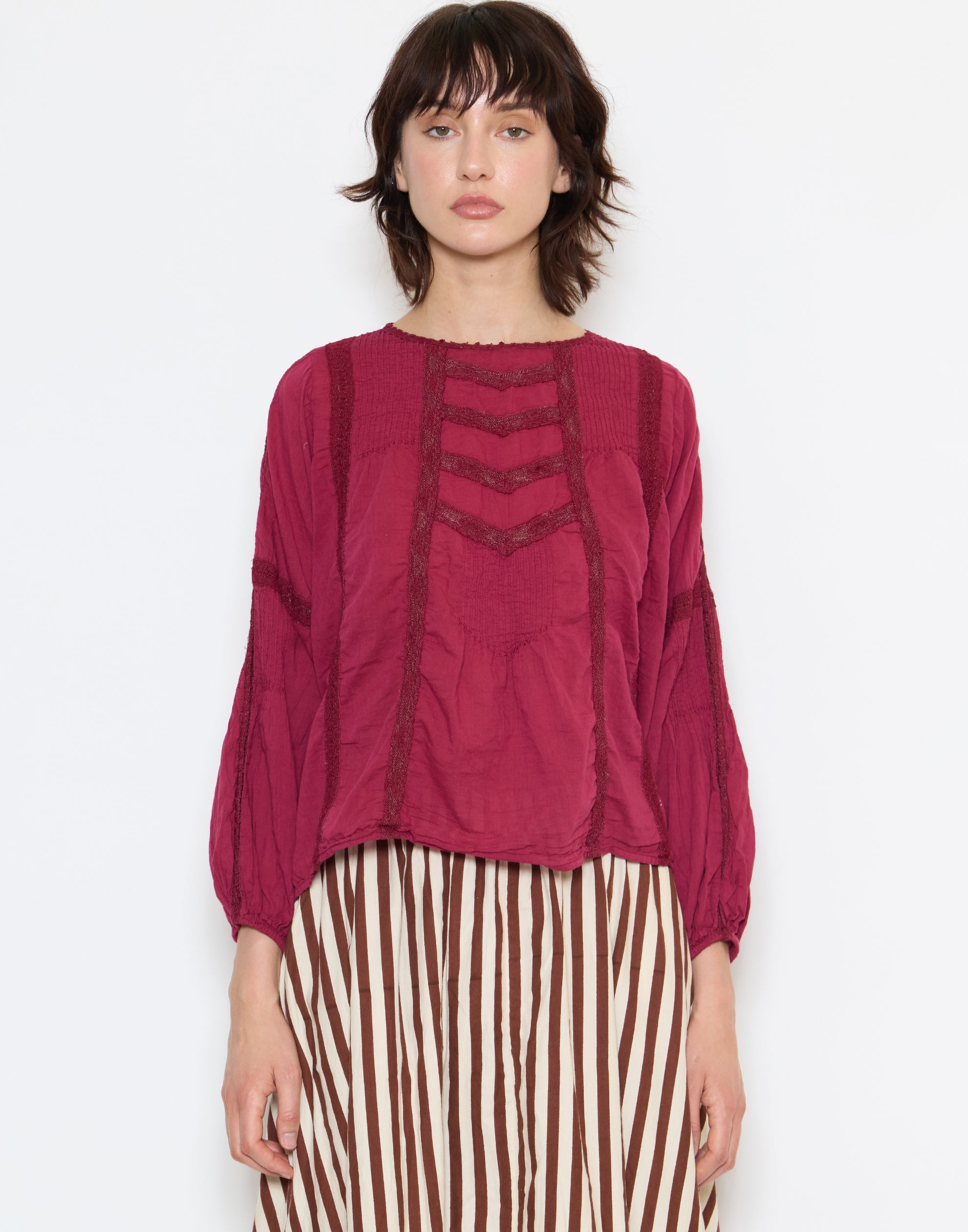 Berry Cotton Lace Alice Blouse