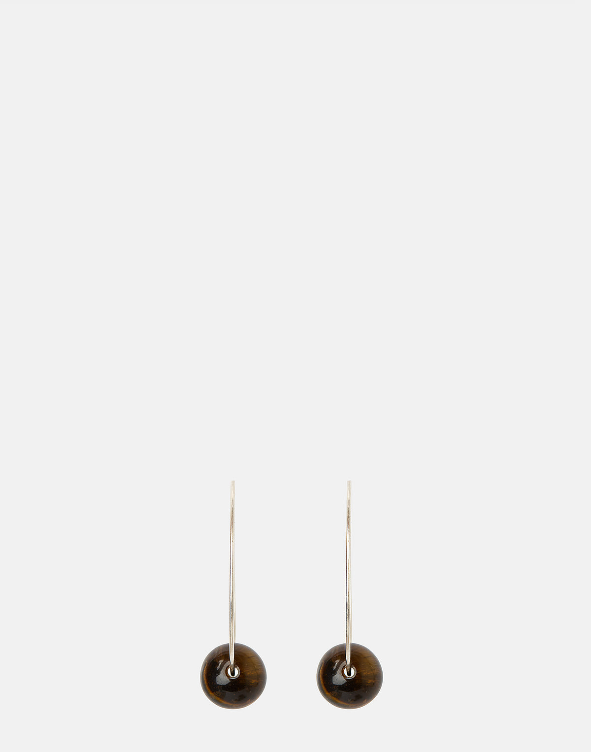 Tiger Eye & Silver Fern Hoop Earrings