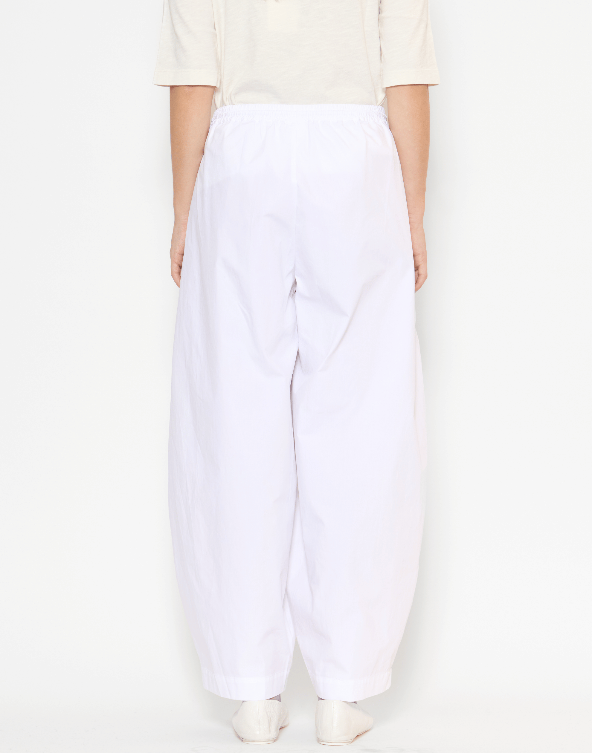 White Cotton Poplin Pamela Pants
