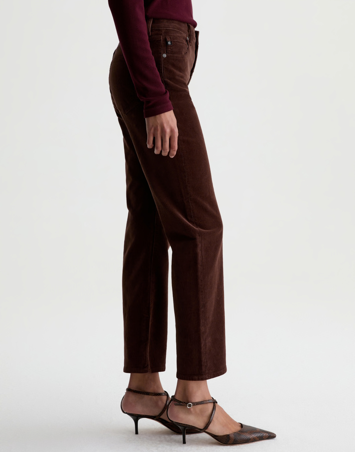 Wood Brown Mid-Rise Brinley Corduroy Pants
