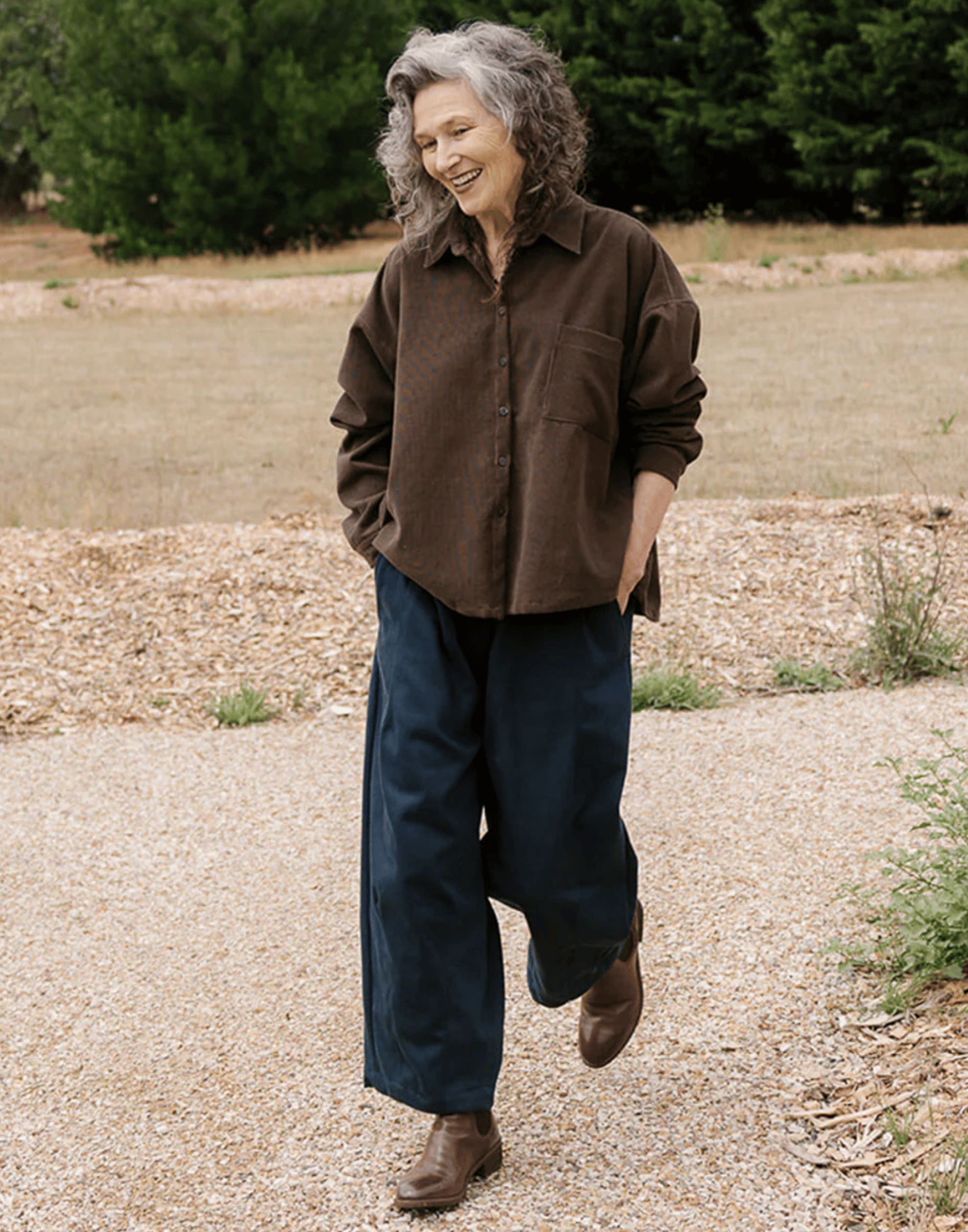 Navy Cotton Twill Stevie Barrel Pants
