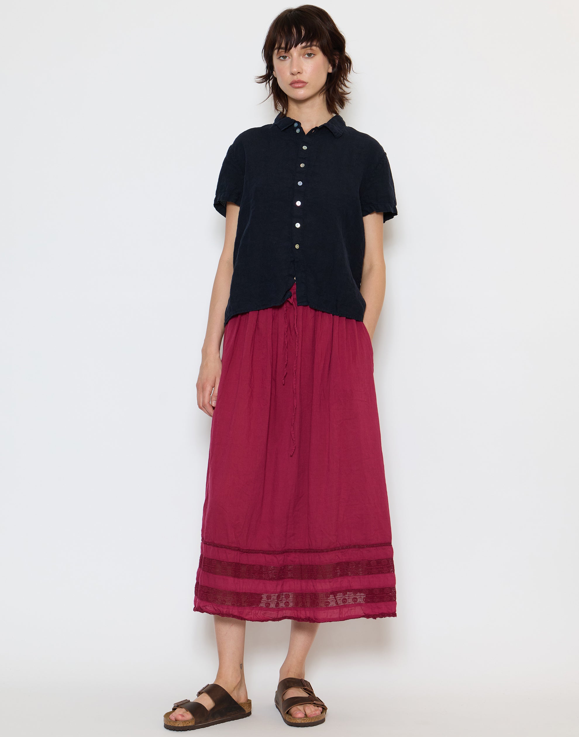 Berry Cotton Voile Harper Skirt