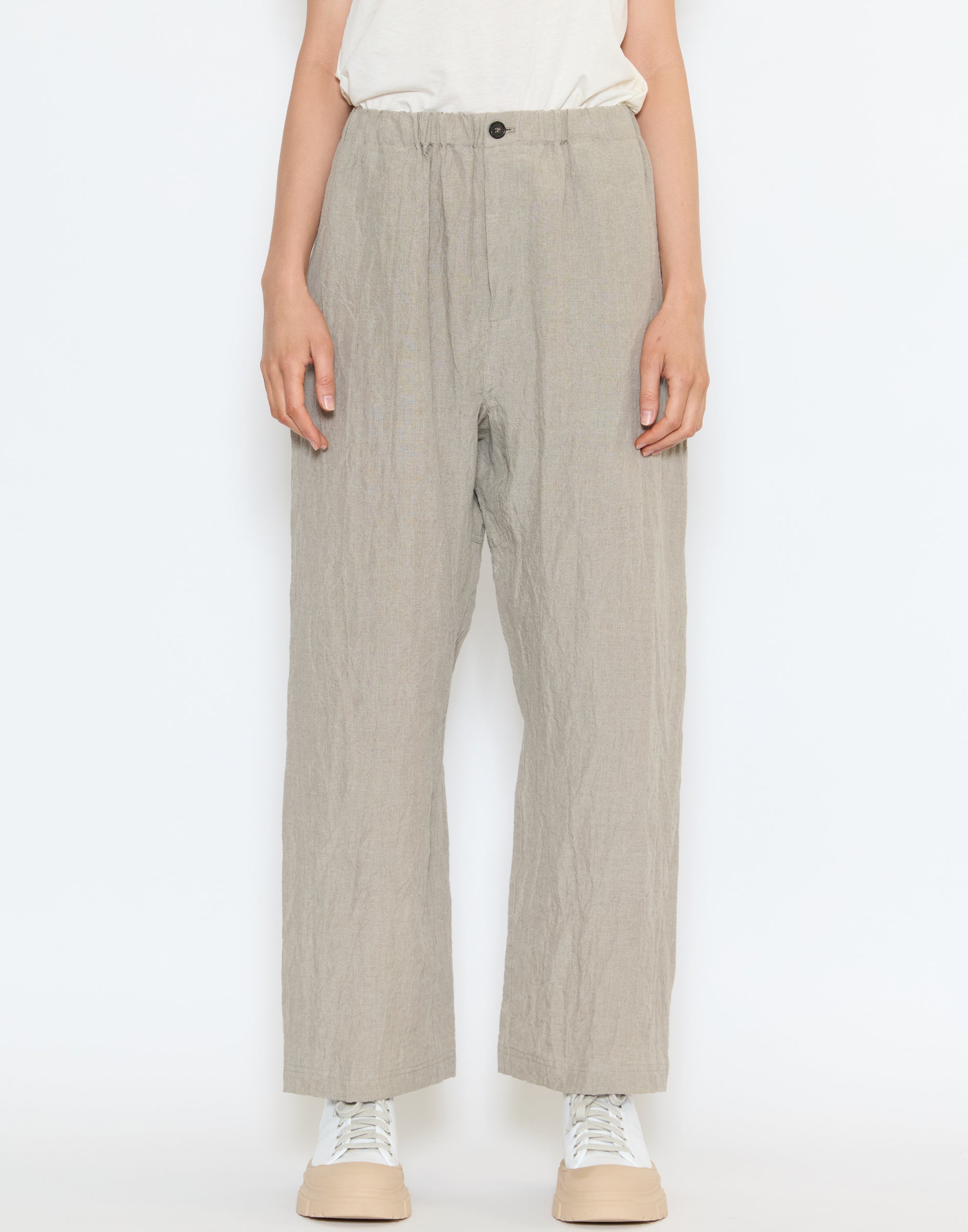 Natural Linen Pilar Low Crotch Pants