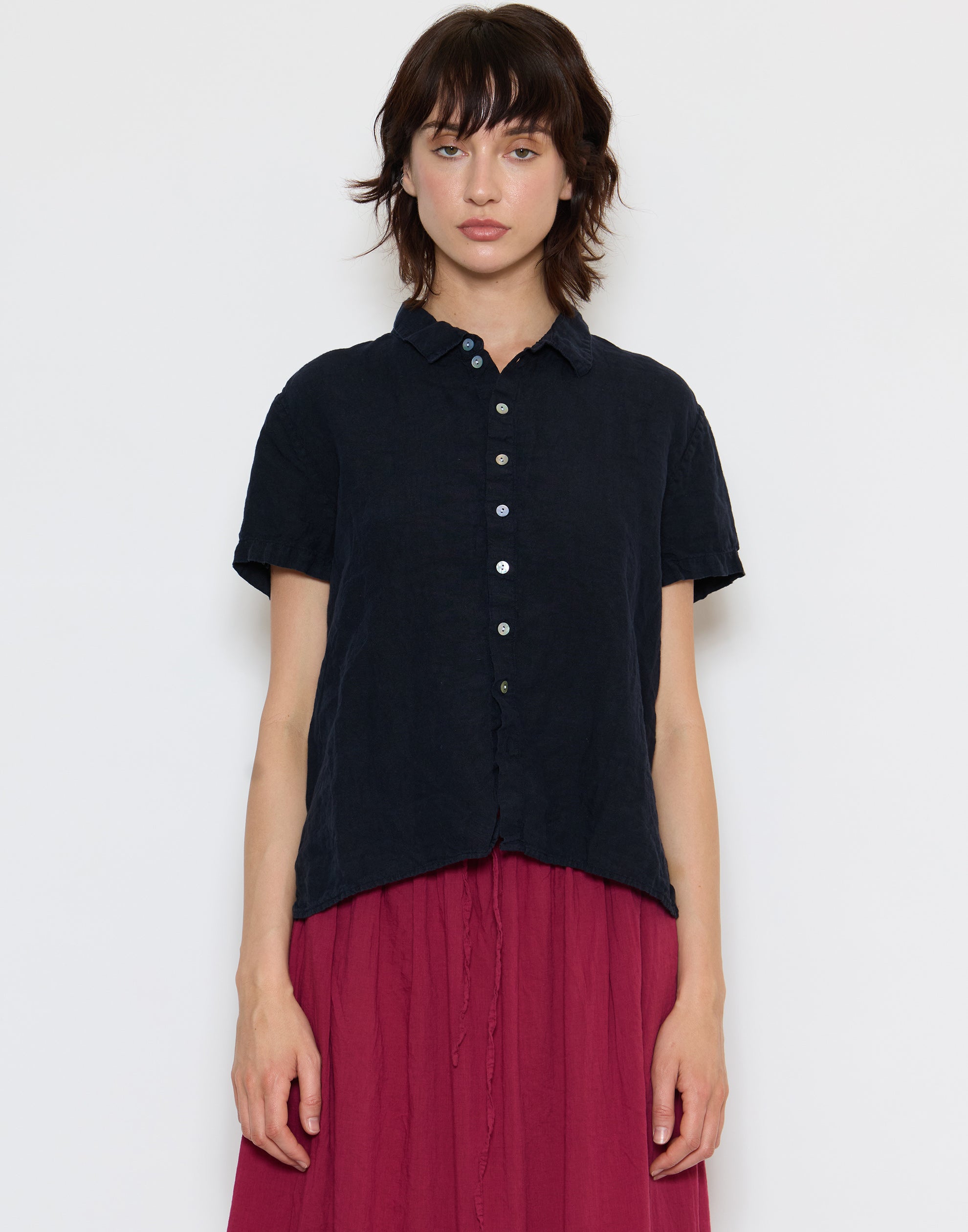 Navy Light Linen Cliff Shirt