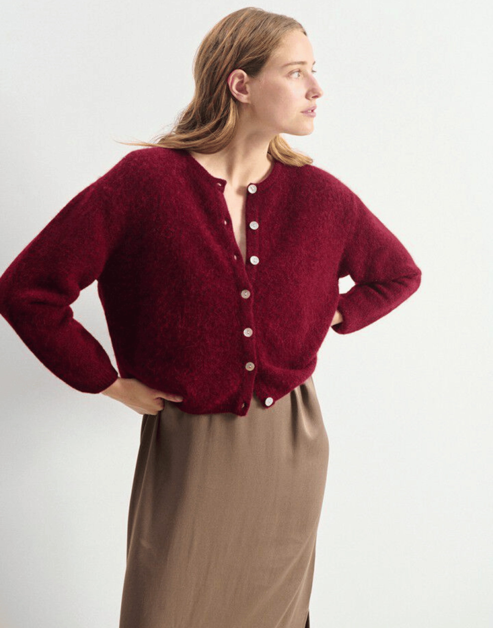 Cherry Melange Wool & Alpaca Vitow Cardigan
