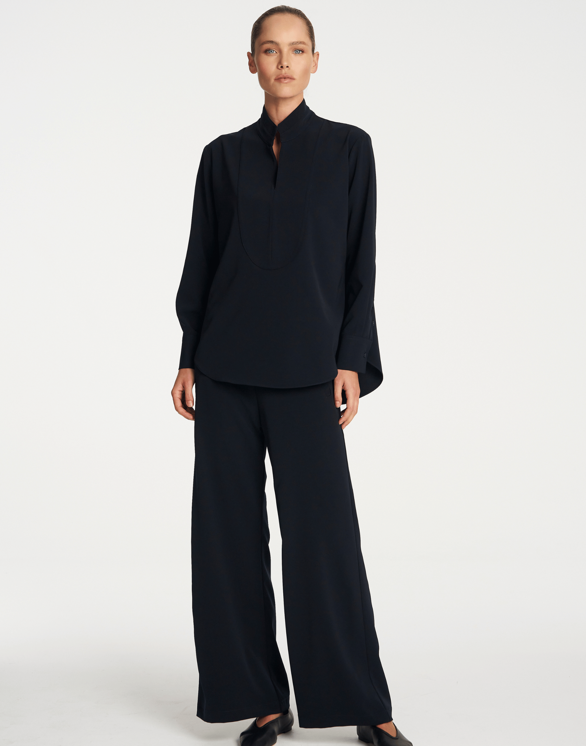 Navy Stretch Twill Formal Shirt