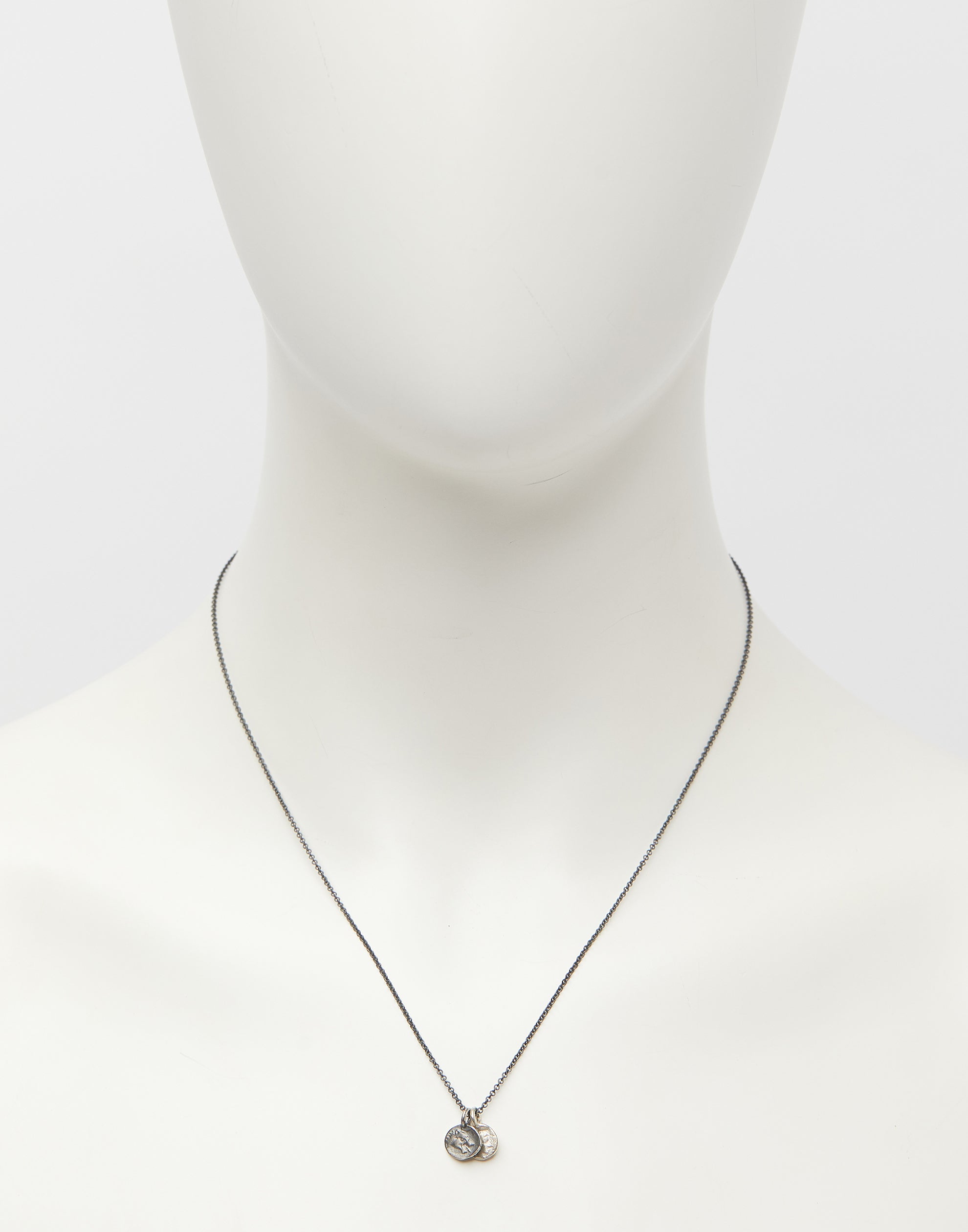 № 2 Greek Coins & Oxidised Silver Necklace