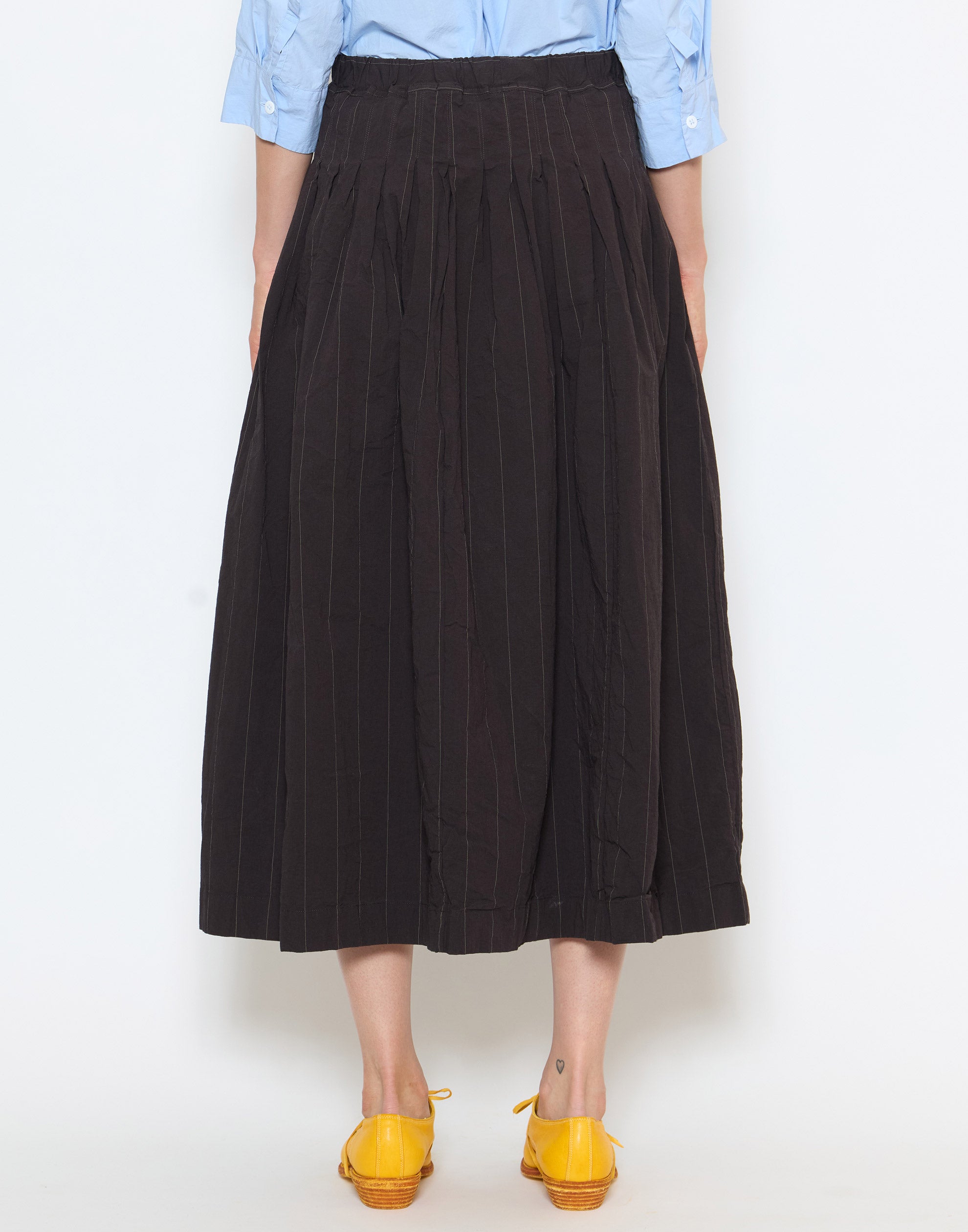 Eggplant Pinstripe Cotton Farmer Skirt