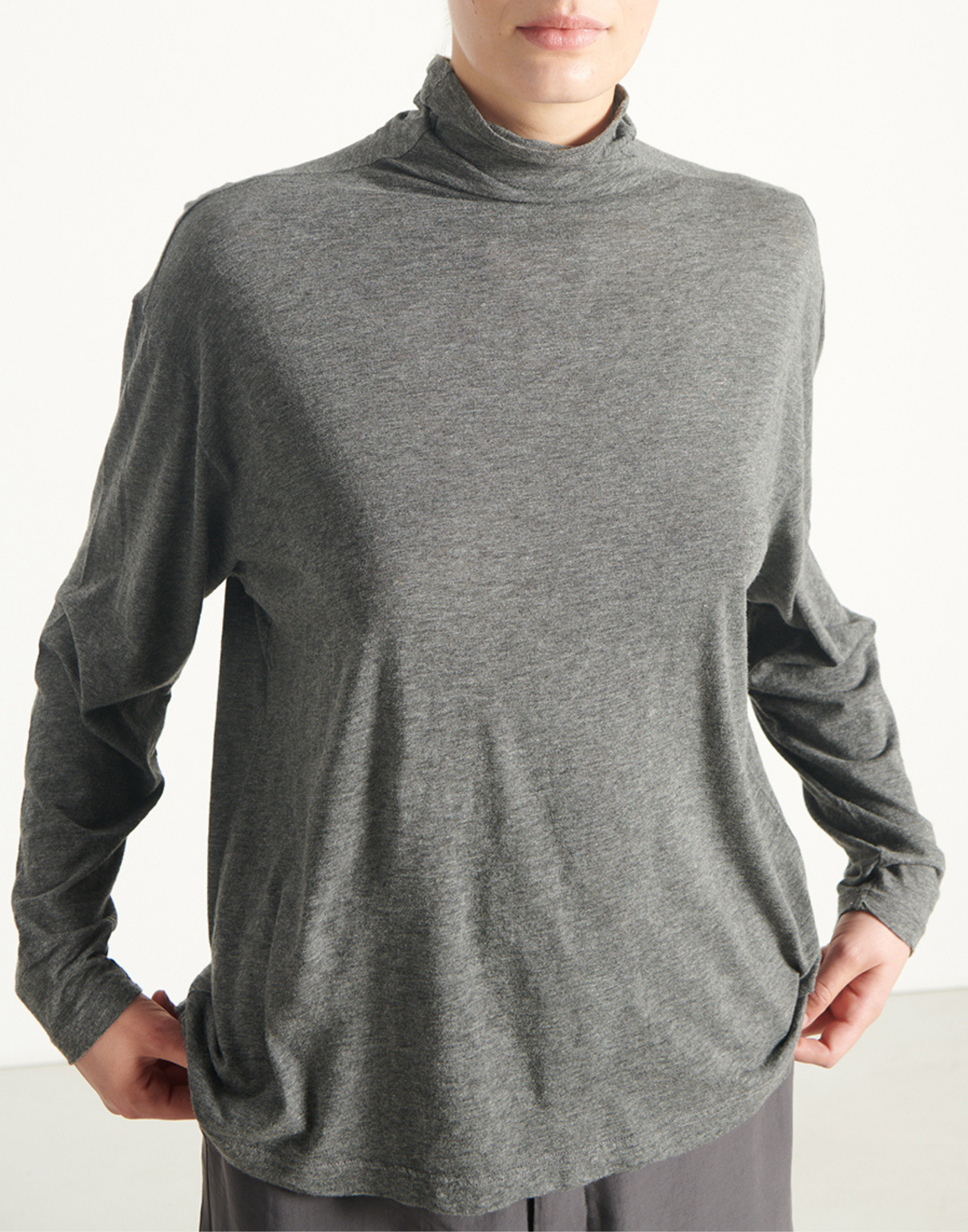 Charcoal Cotton Blend Jacksonville Long Sleeve Top