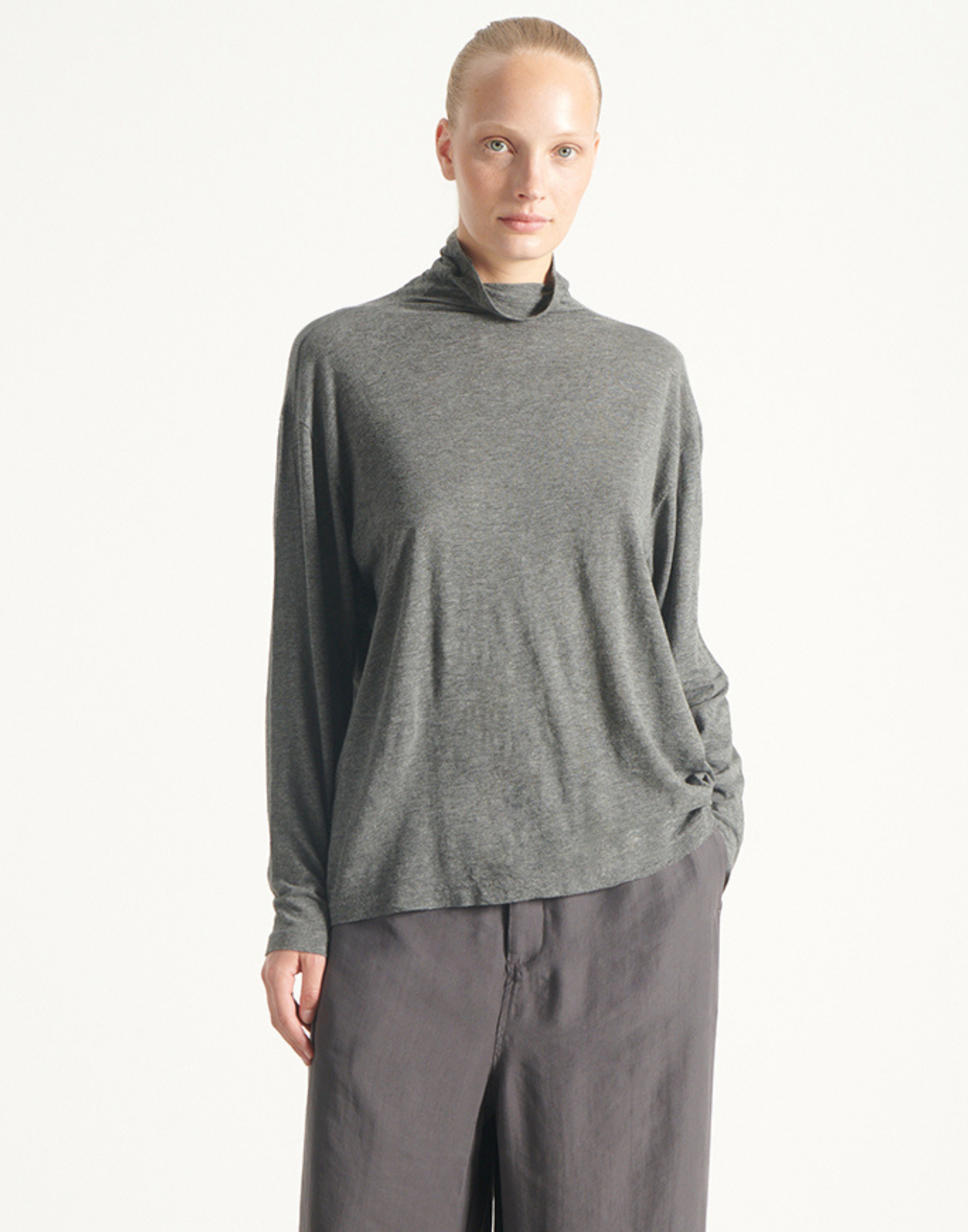 Charcoal Cotton Blend Jacksonville Long Sleeve Top