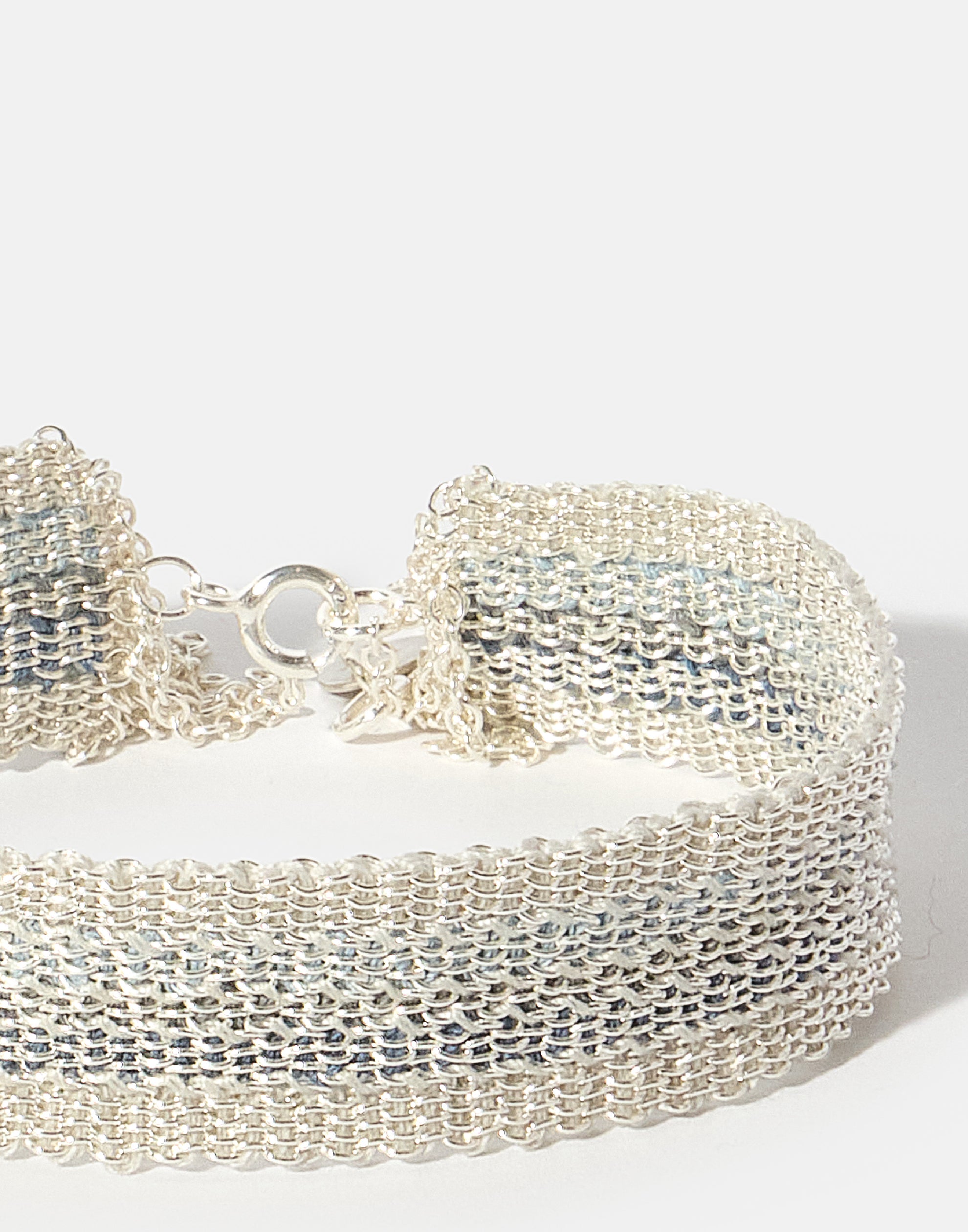 Silver & Blue Silk No. 018.16 Bracelet