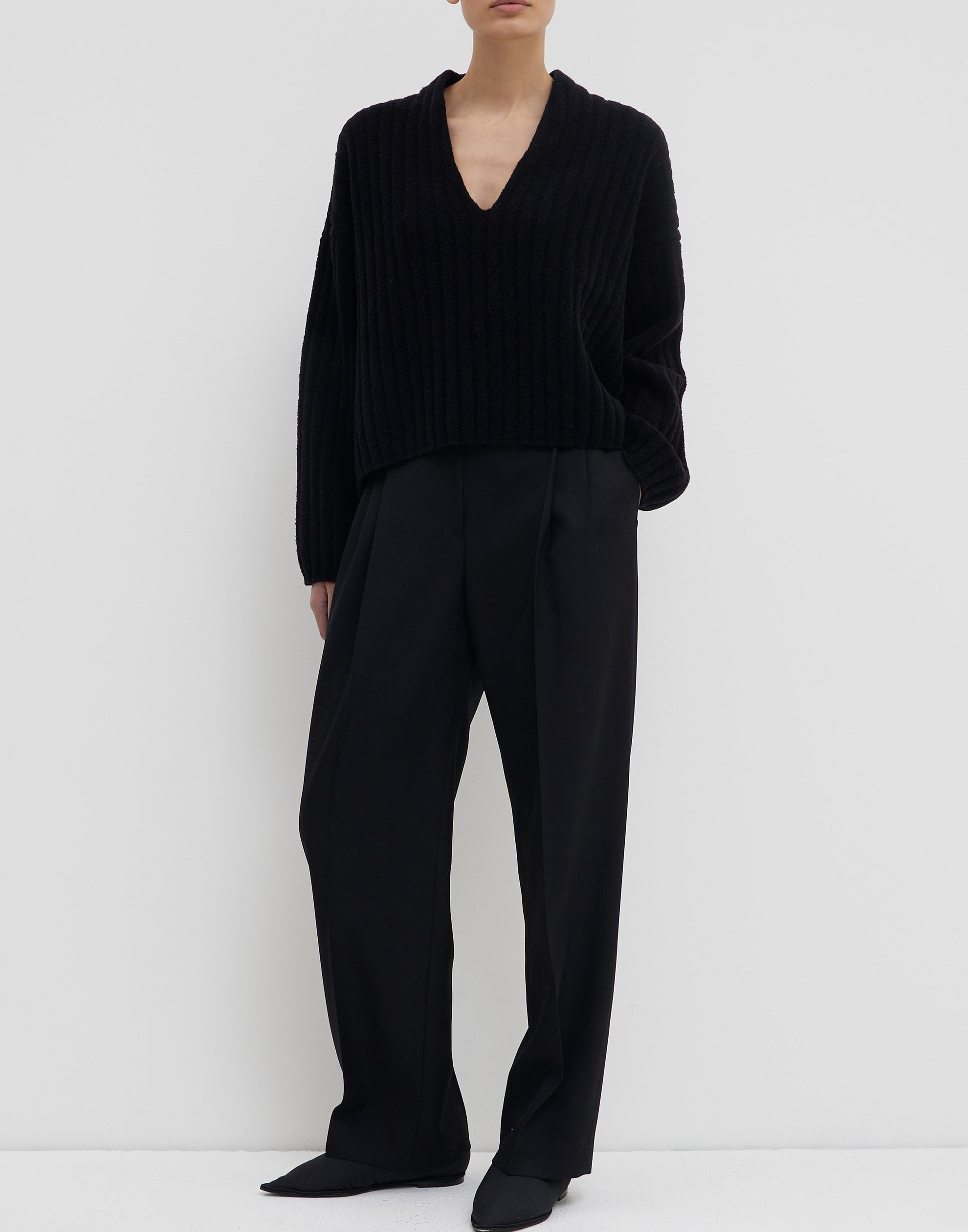 Black Cotton Blend Pachini Trousers