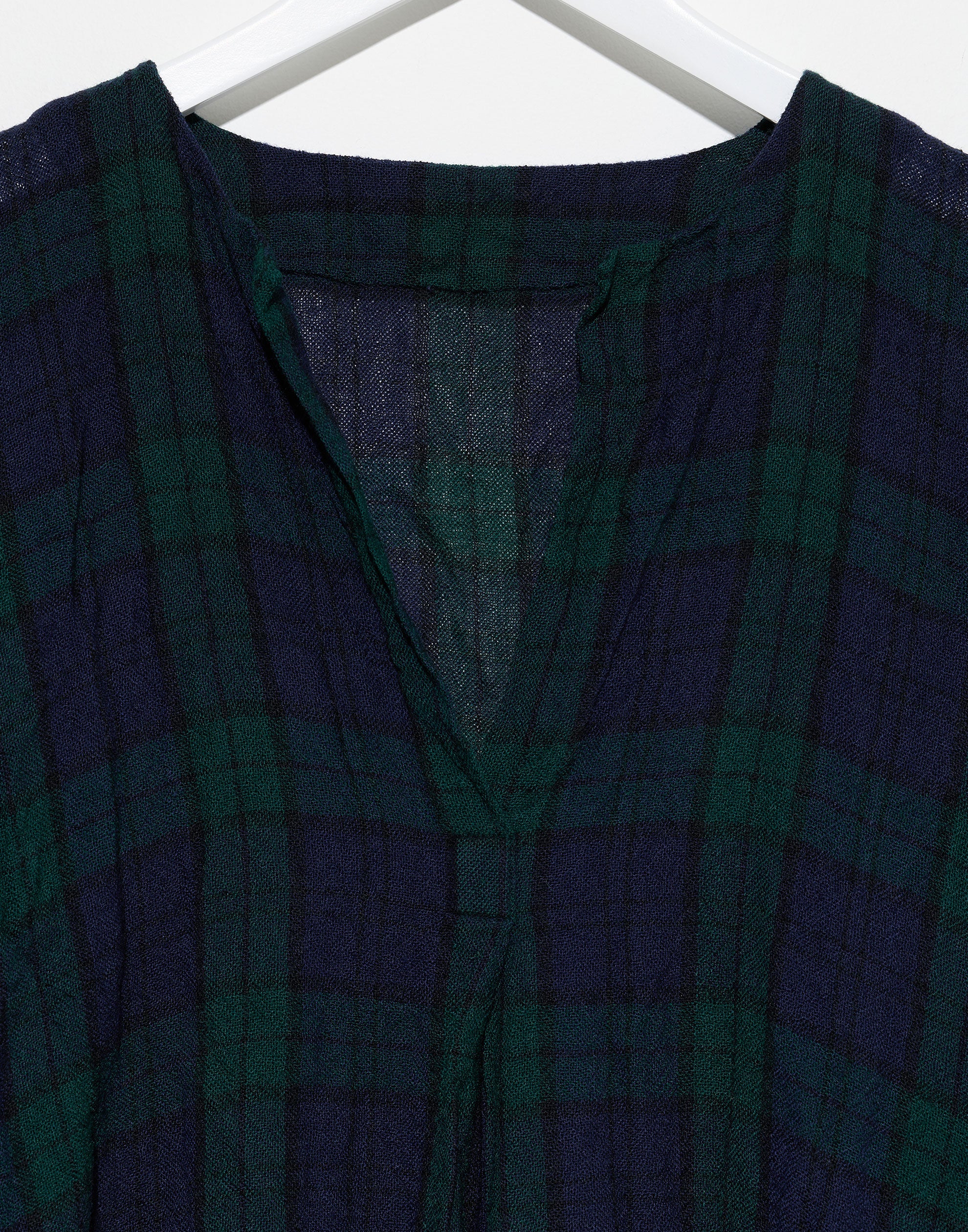 Navy & Green Tartan Wool Bianco Lavato Dress