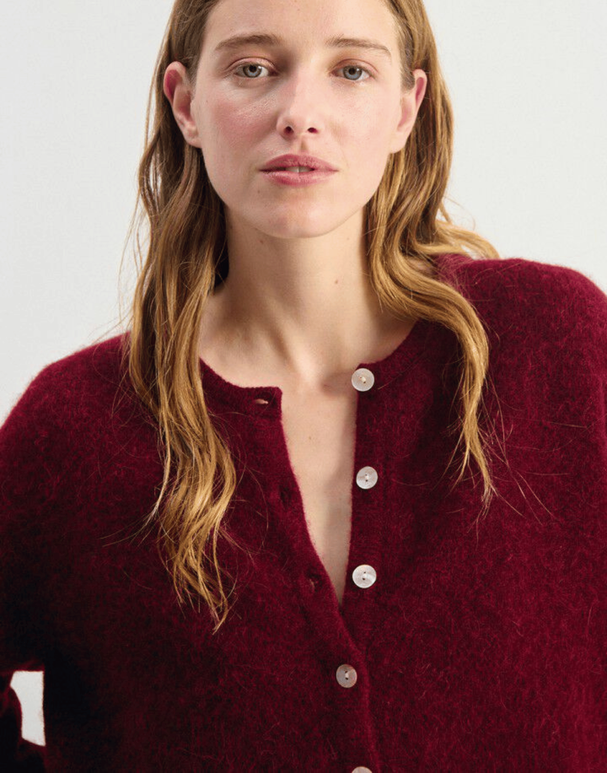 Cherry Melange Wool & Alpaca Vitow Cardigan