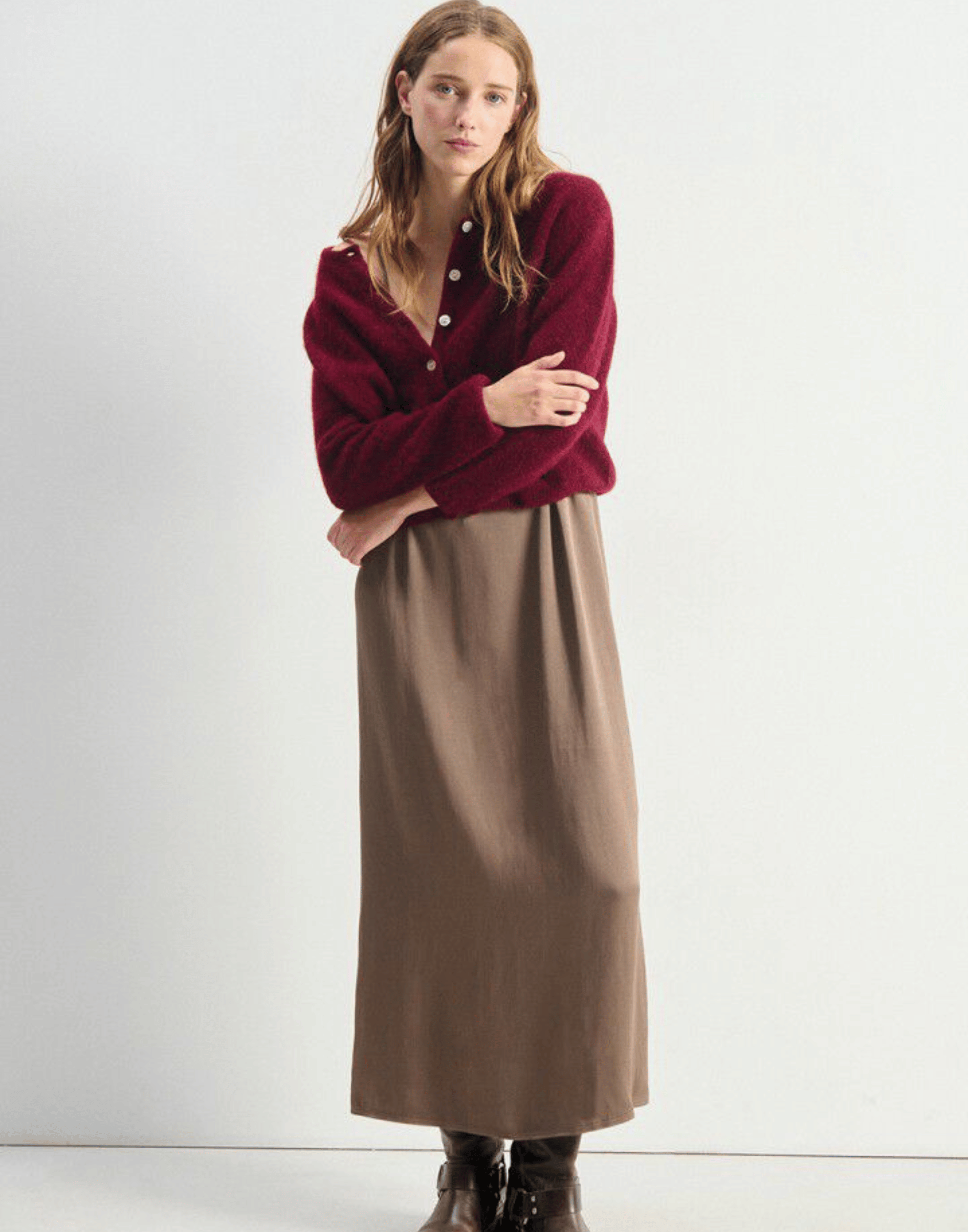 Cherry Melange Wool & Alpaca Vitow Cardigan
