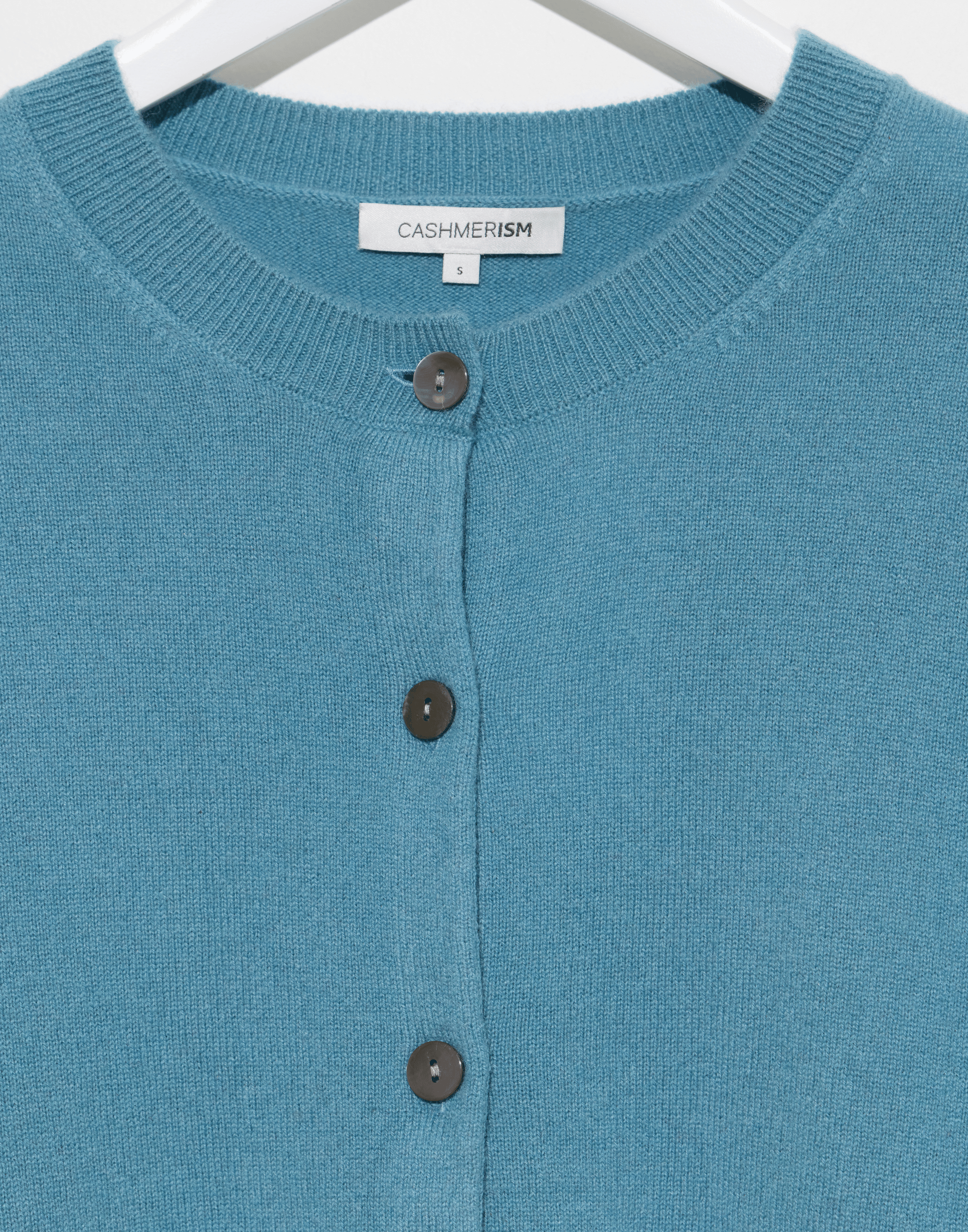 Lake Blue Cashmere Crew Neck Cardigan