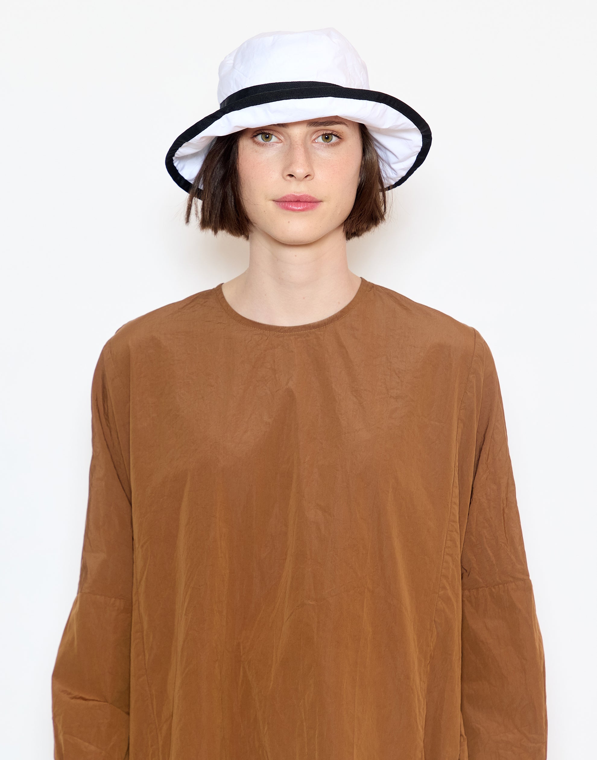 White & Black Cotton Canotier Hat