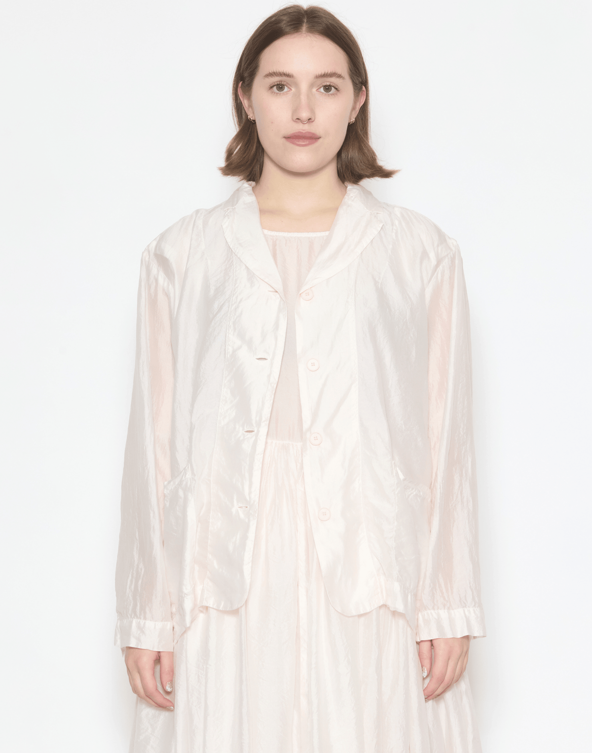 Blush Pink Silk Shylk Oversized Jacket