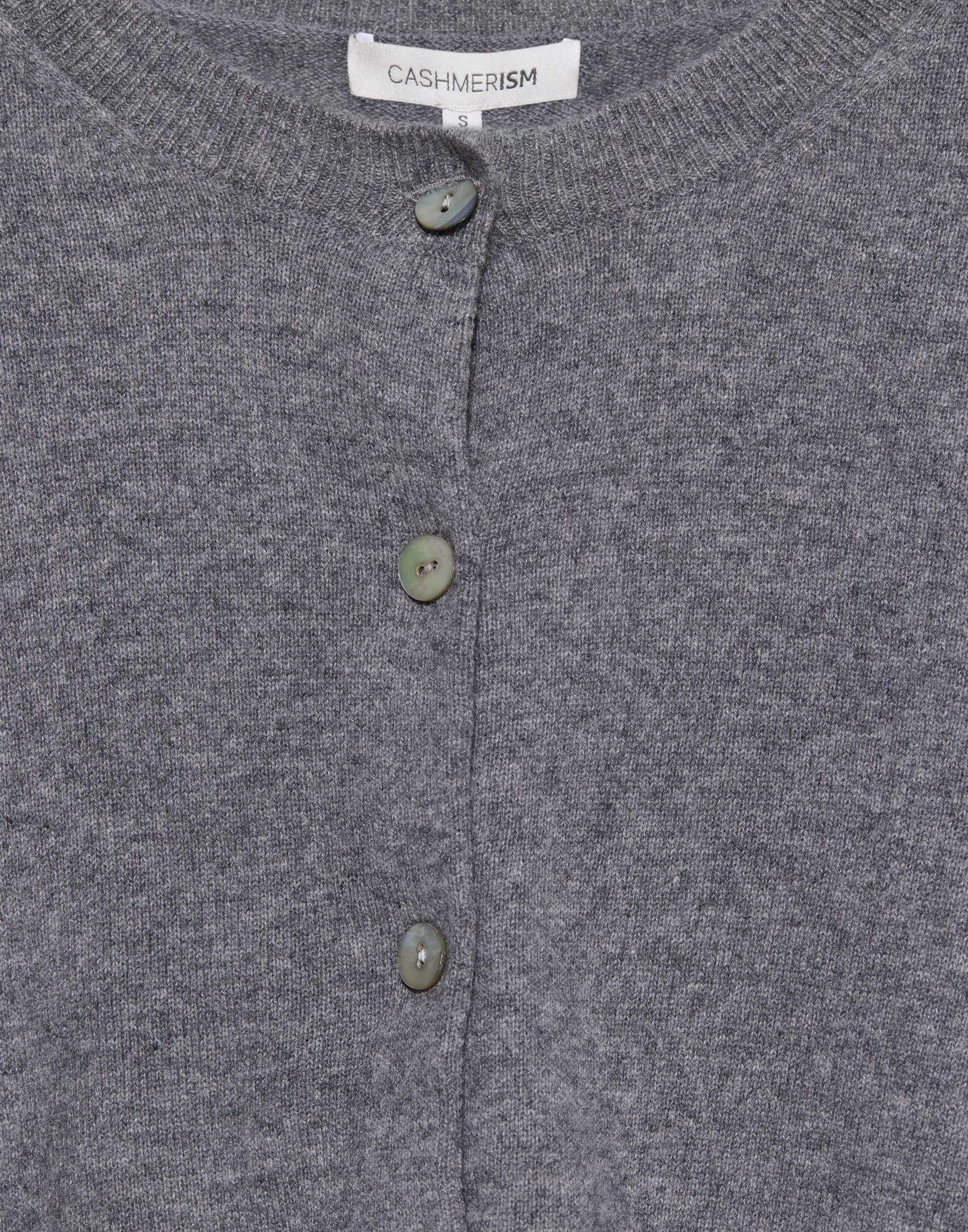 Mid Grey Cashmere Crew Neck Cardigan