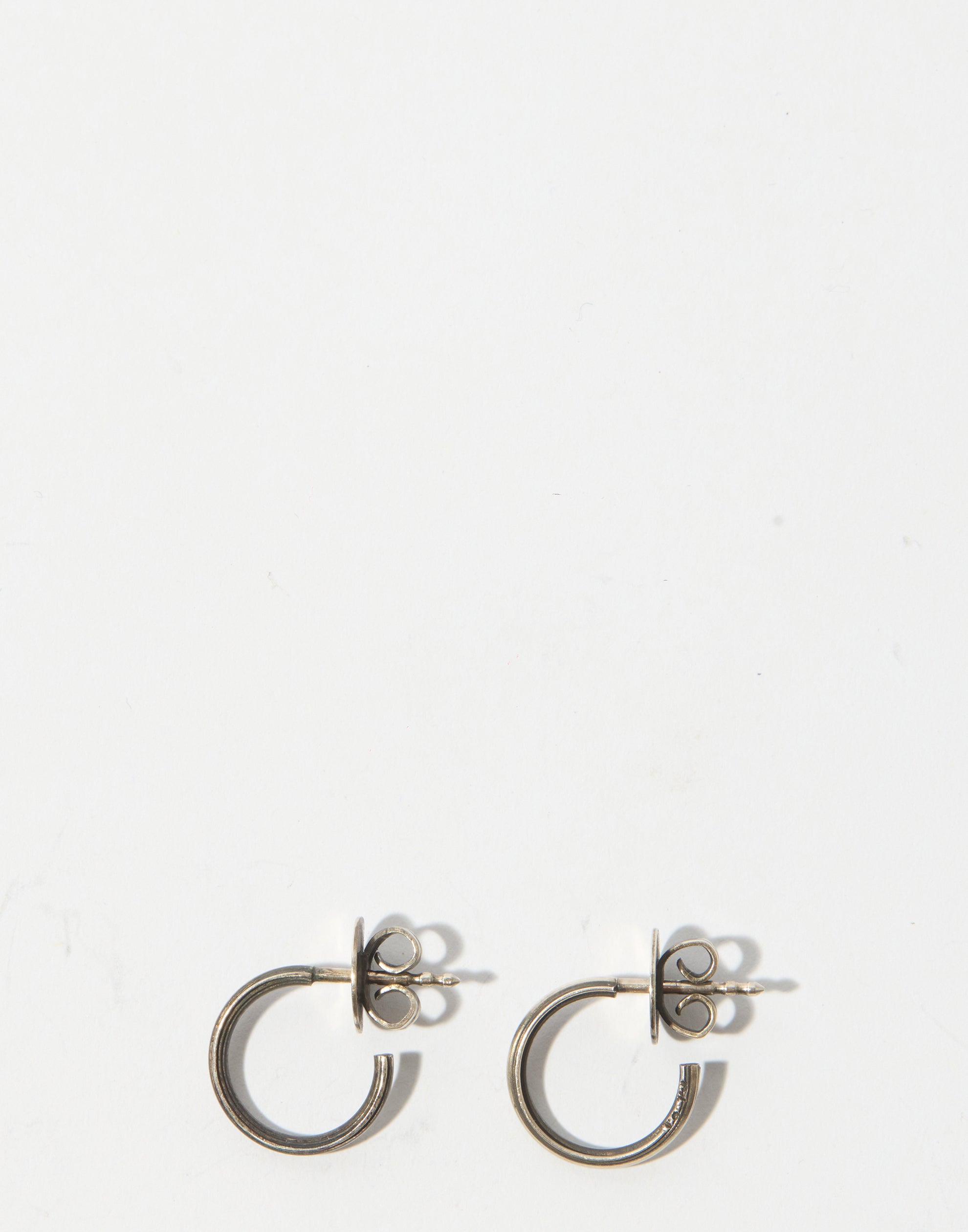 Silver Fine Track Hoop Stud Earrings