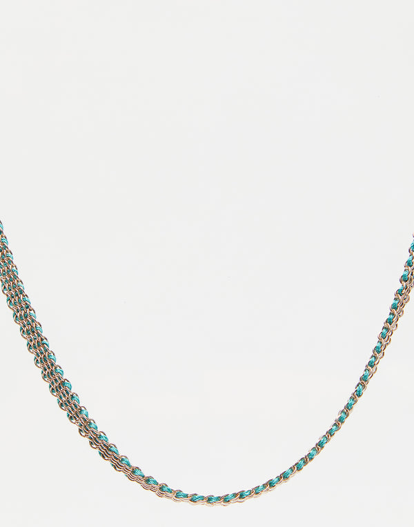 042.04 Silver & Green Silk Necklace