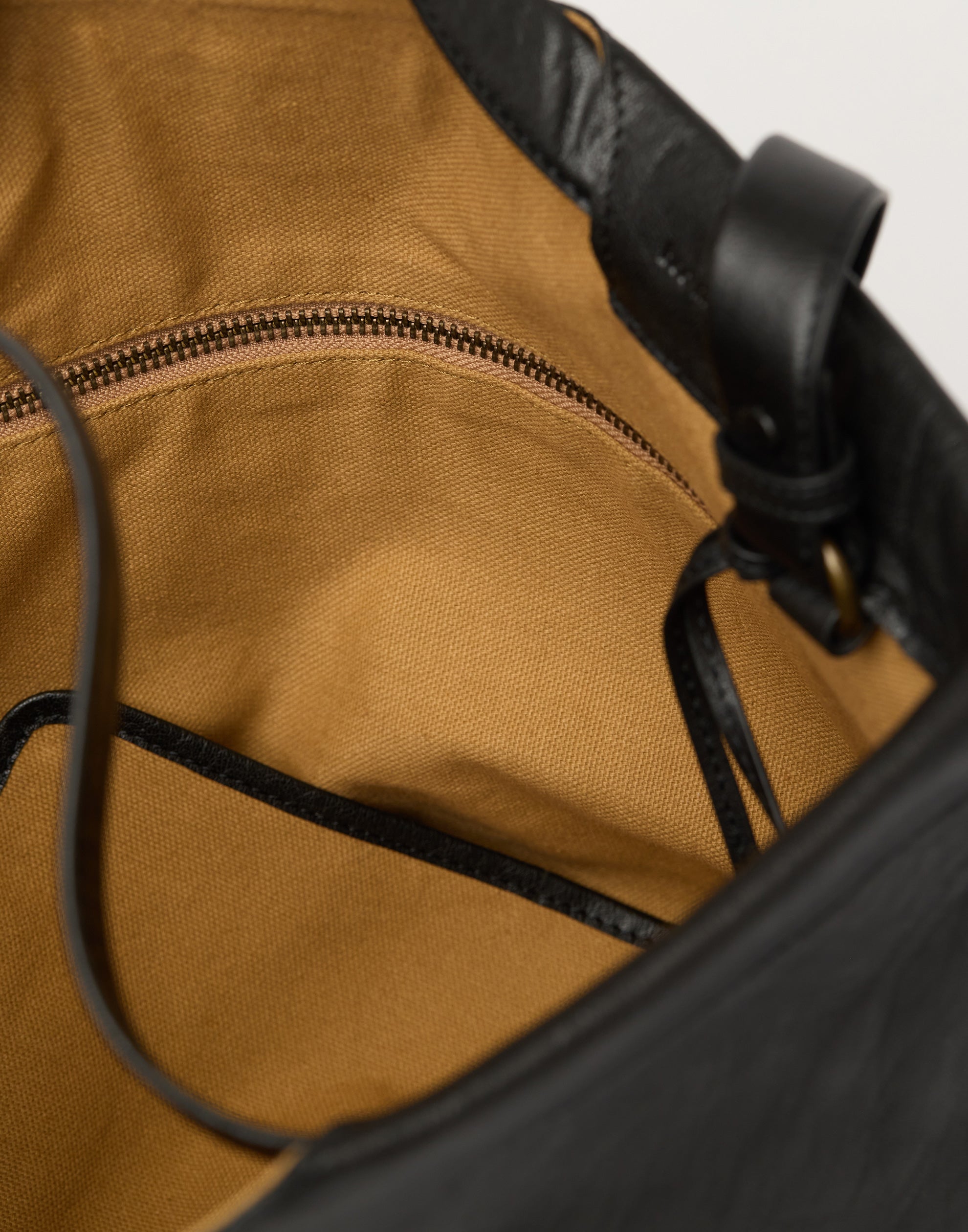 Black Leather Midi Shopper Bag