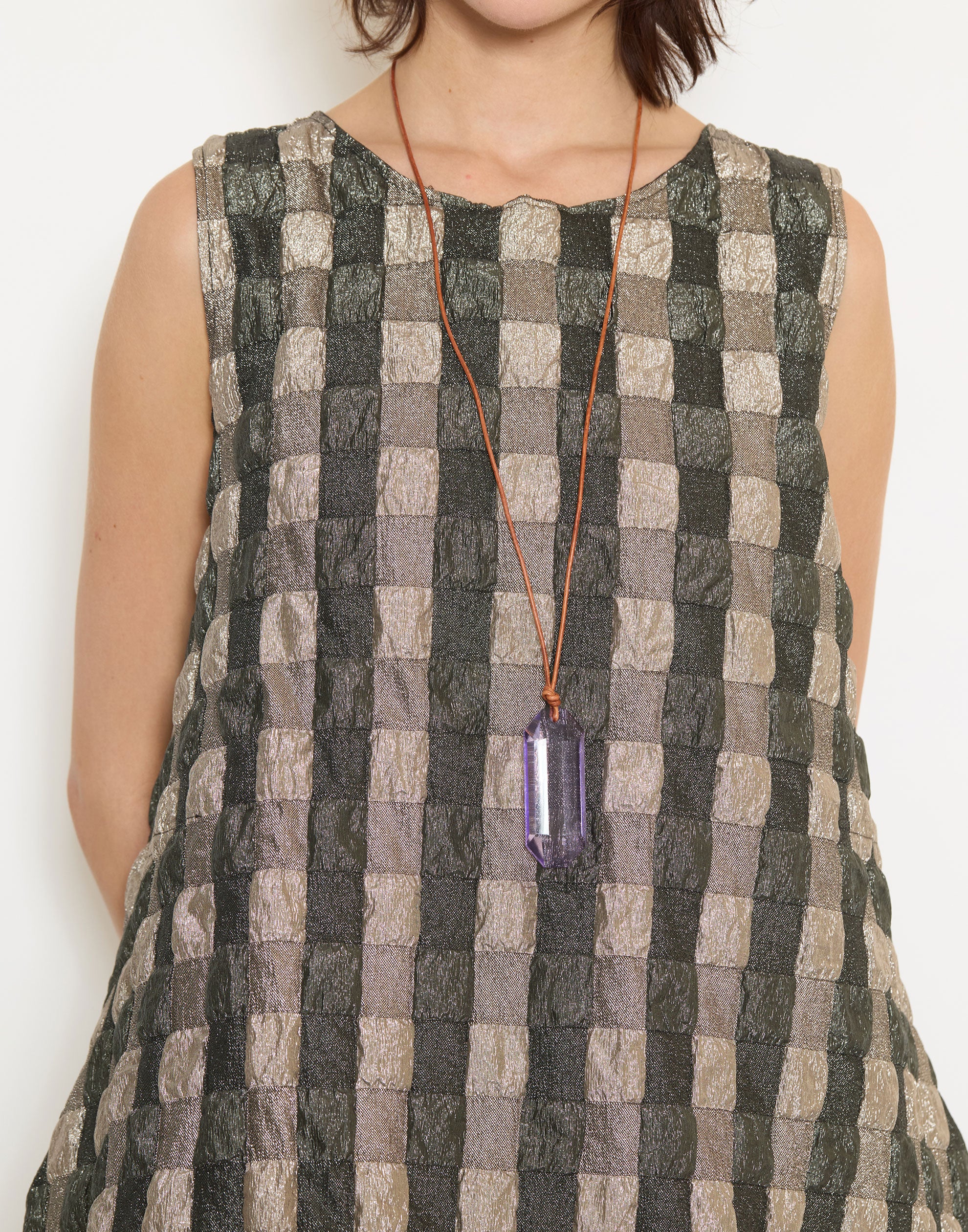 Bronze Metallic Check Dyrken Dress