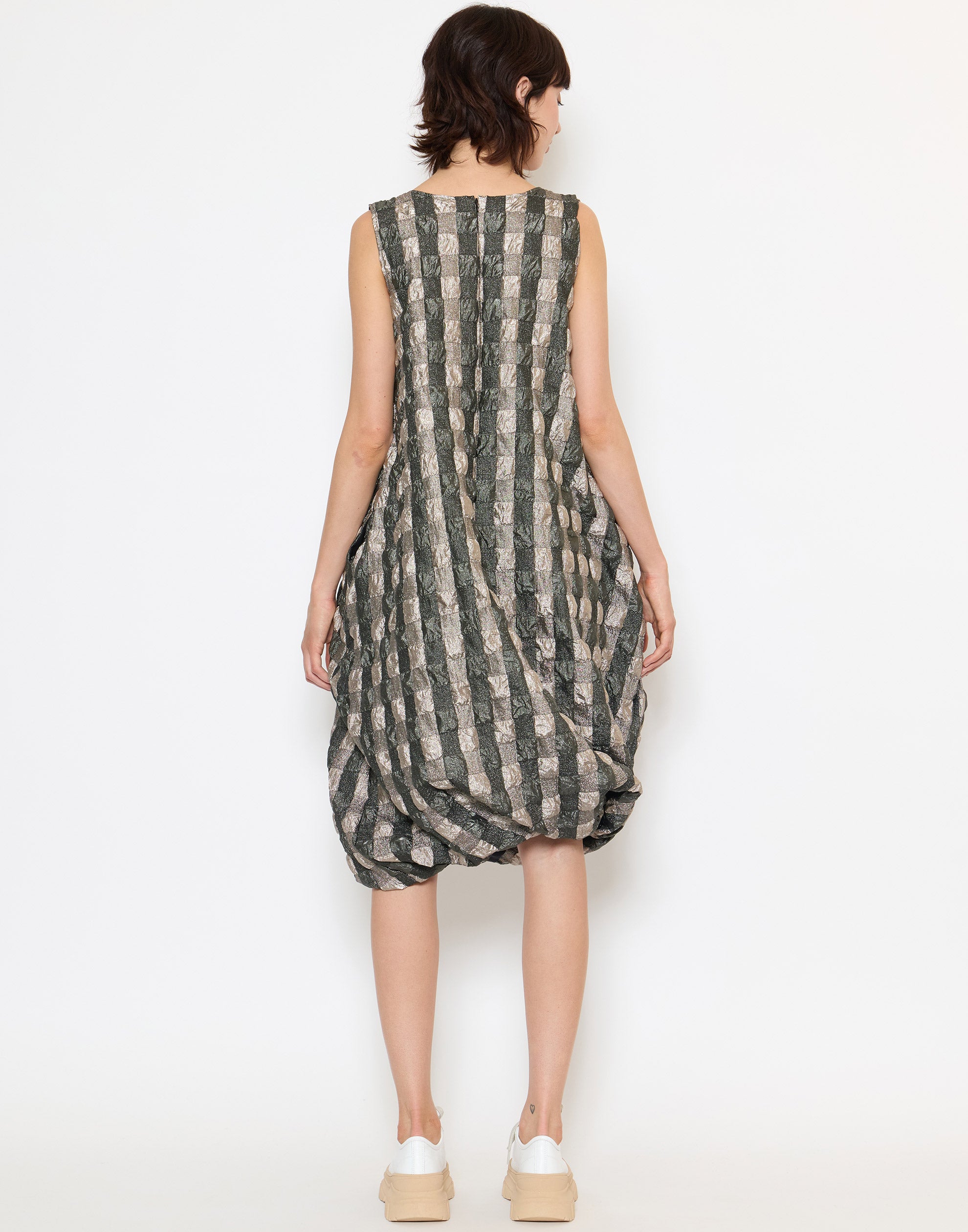 Bronze Metallic Check Dyrken Dress