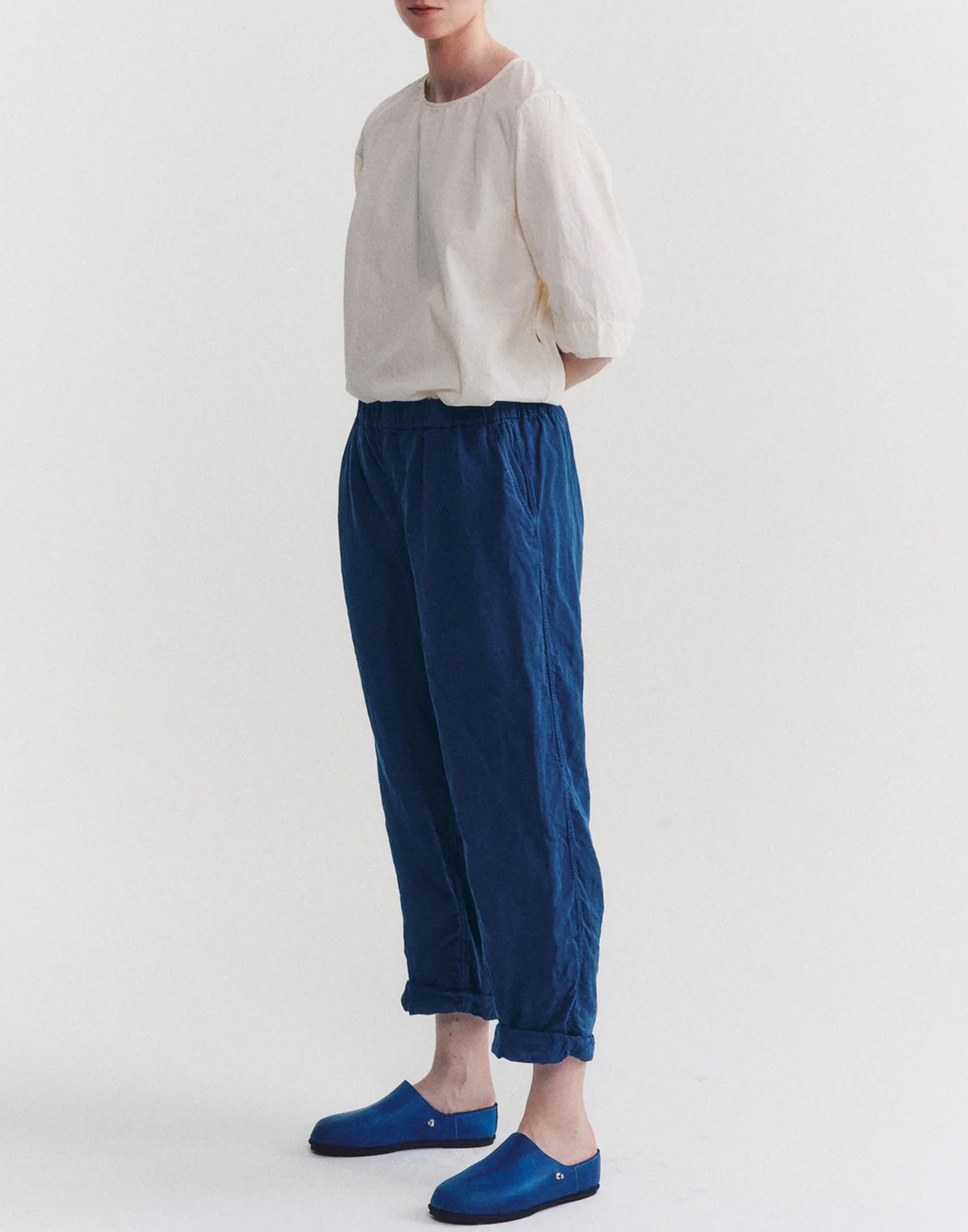 Blue Linen Blend Fabi Pants