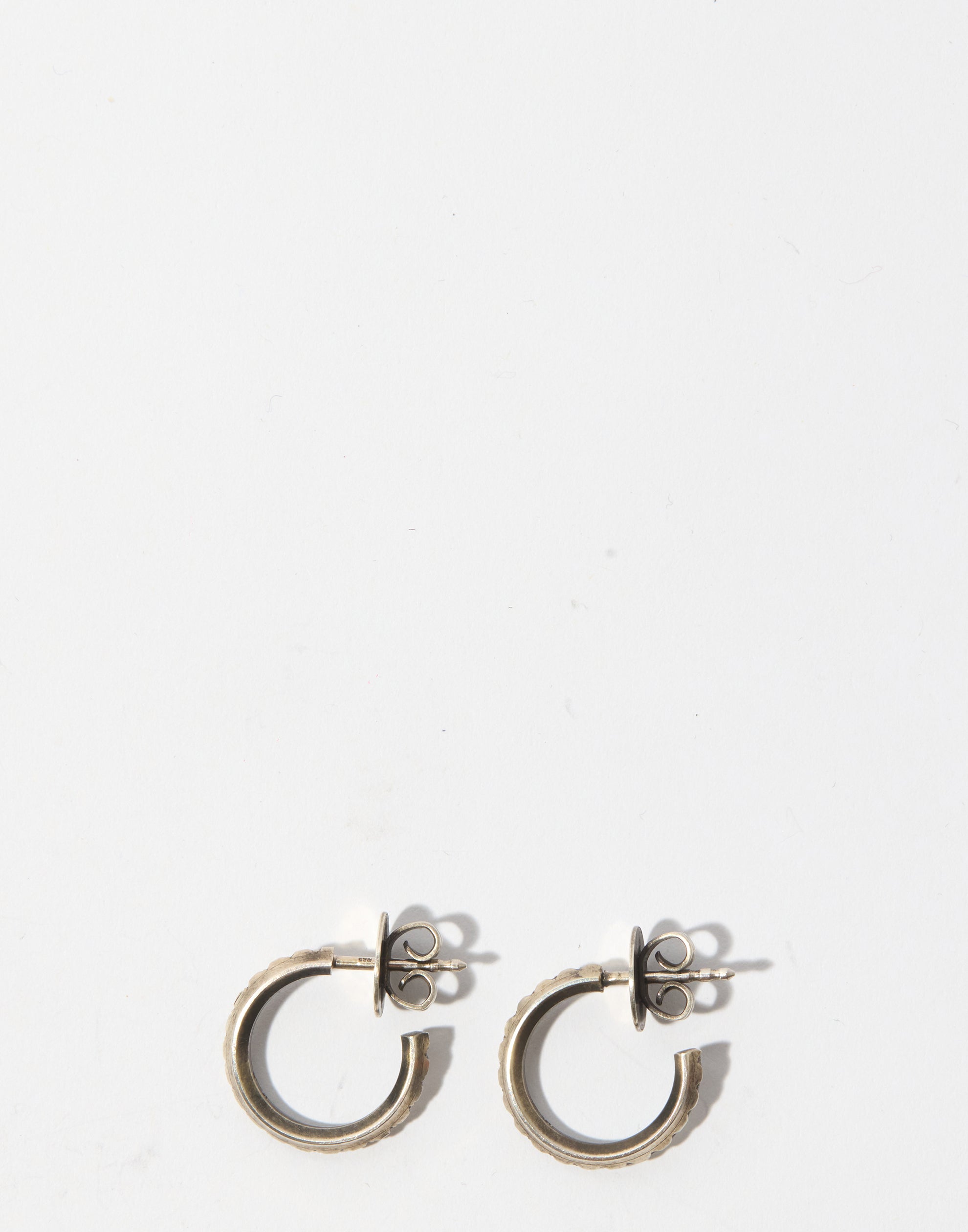Silver Fine Scales Hoop Stud Earrings