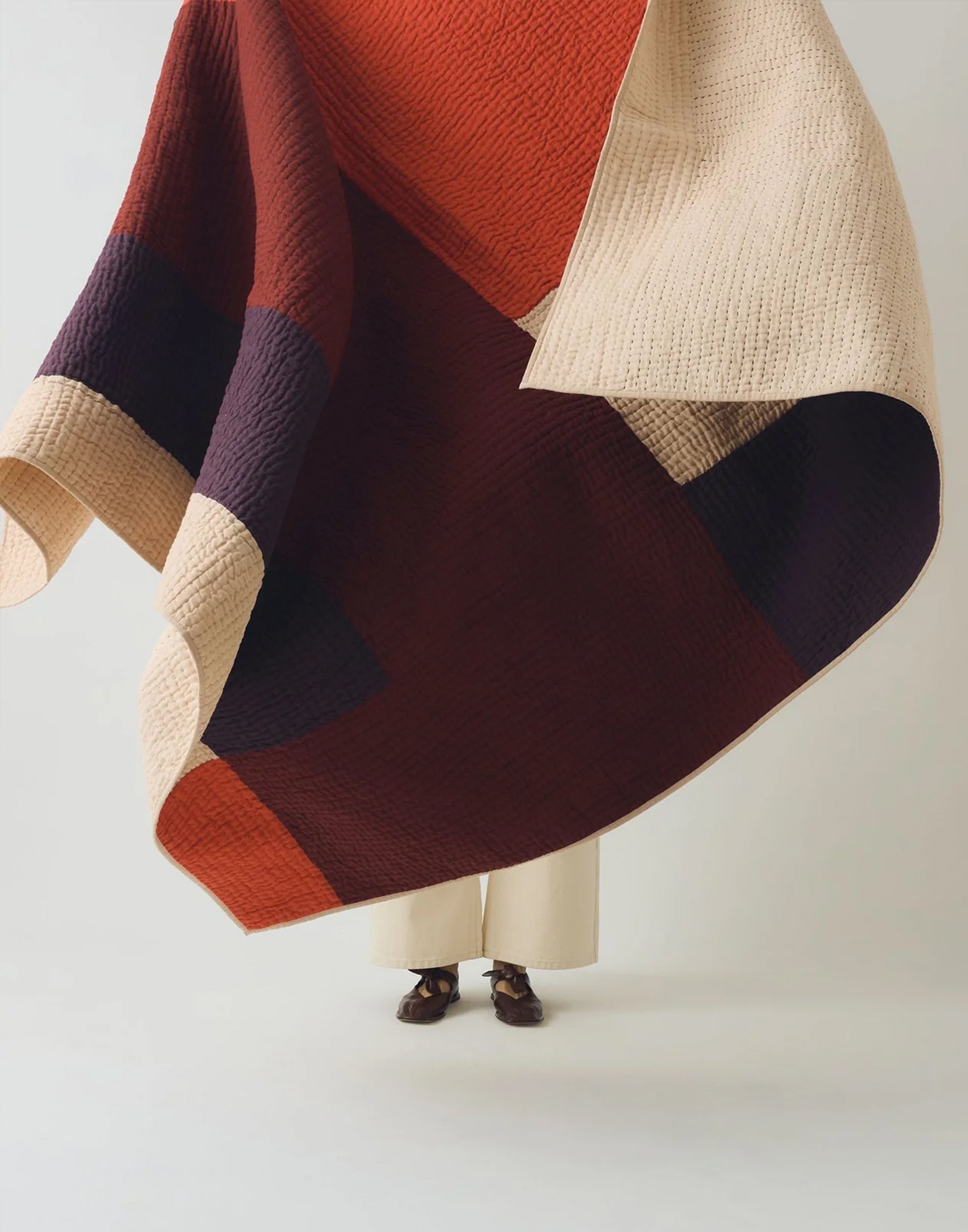 Plum & Coral Cotton Patchwork Quilt