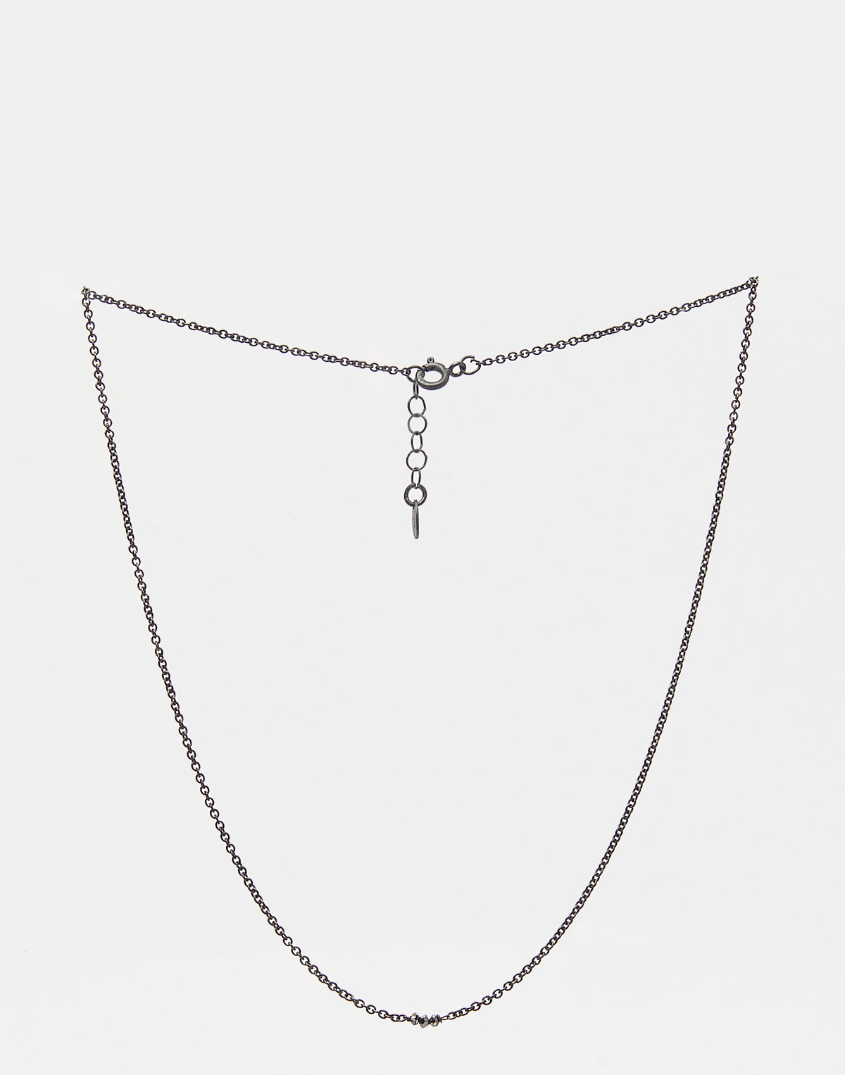 Oxidised Silver & Three Black Diamond Necklace