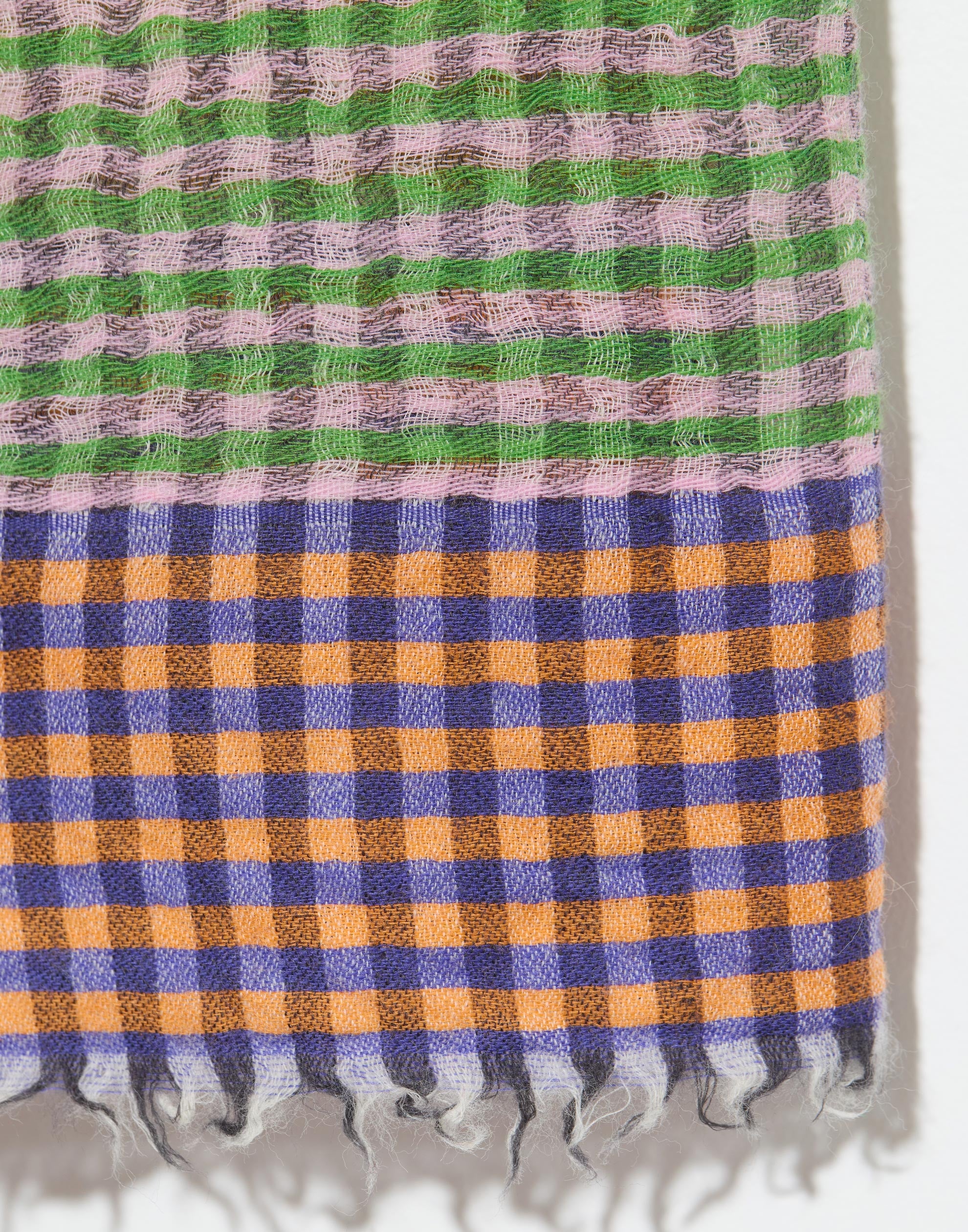 Green & Pink Plaid Wool Scarf