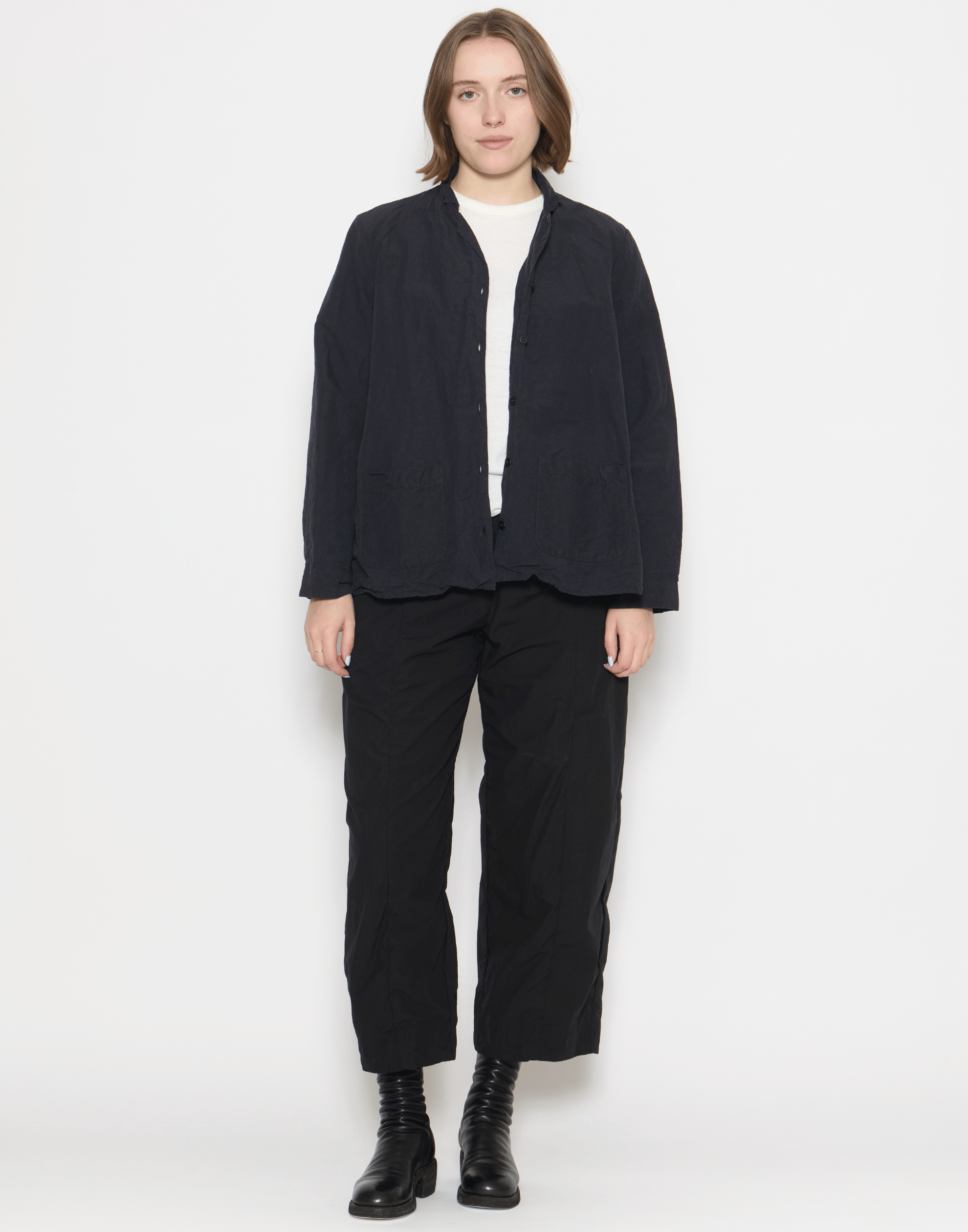 Black Cotton & Linen Jenny Shirt Jacket