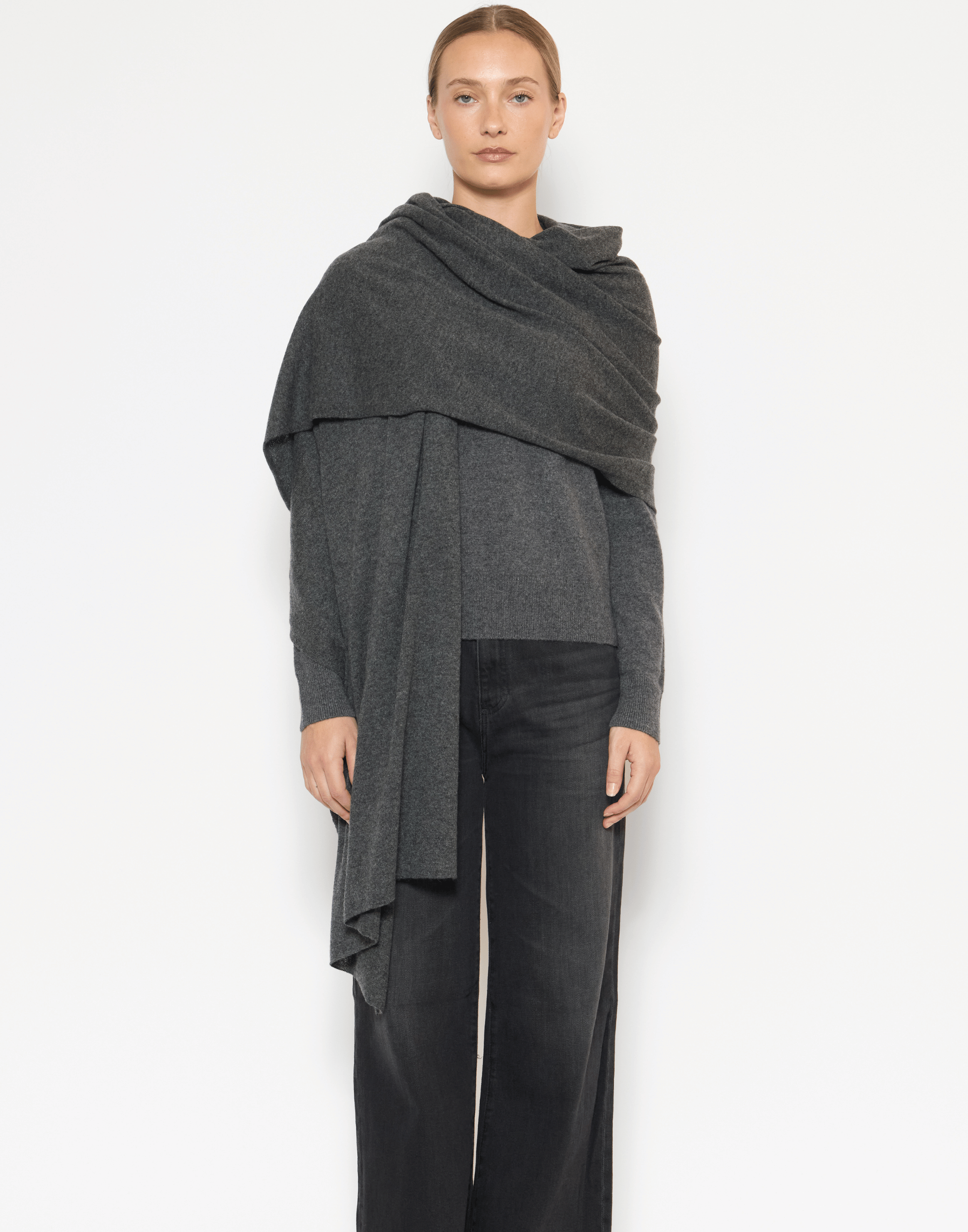 Grey Cashmere Oversized Travel Wrap