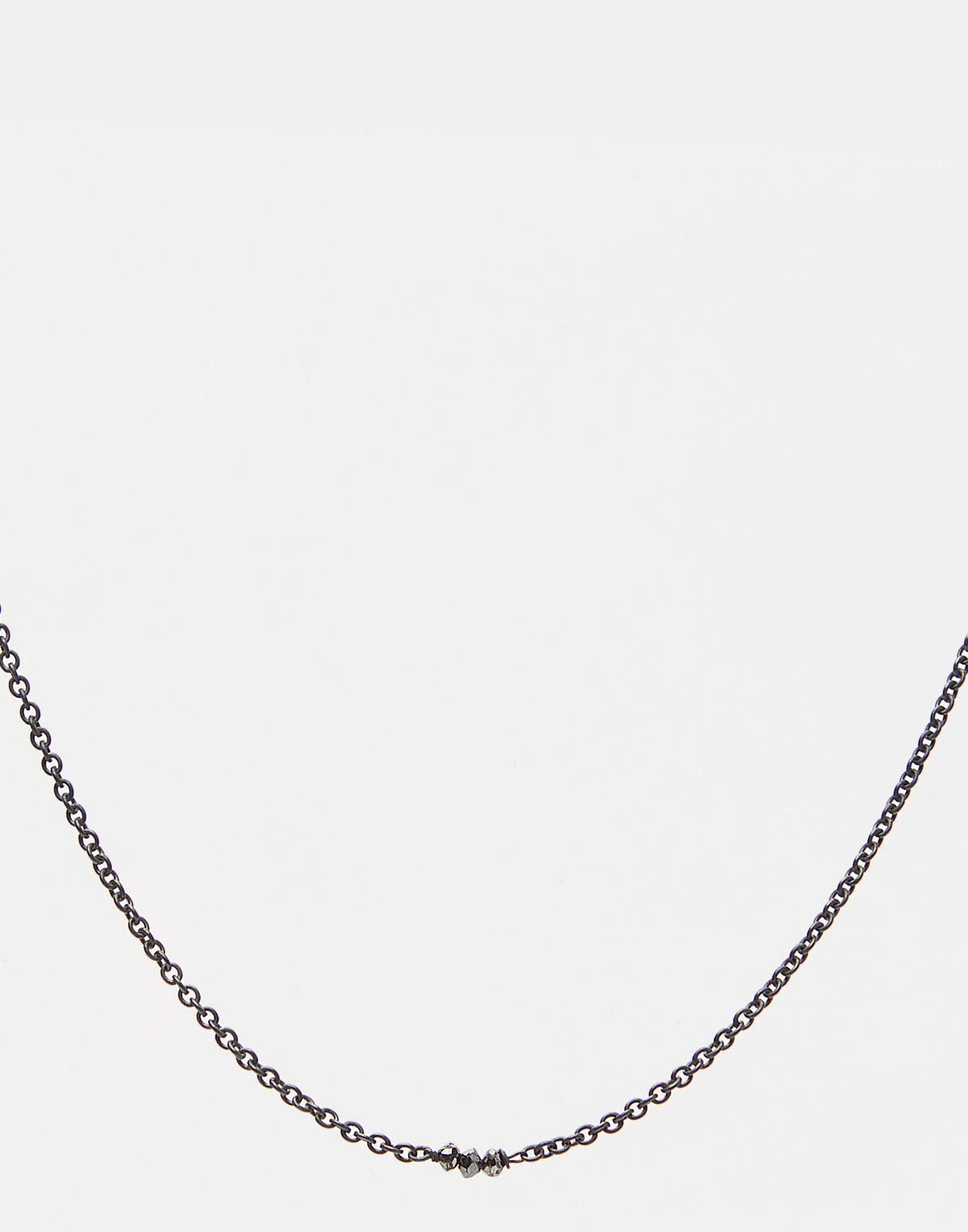 Oxidised Silver & Three Black Diamond Necklace