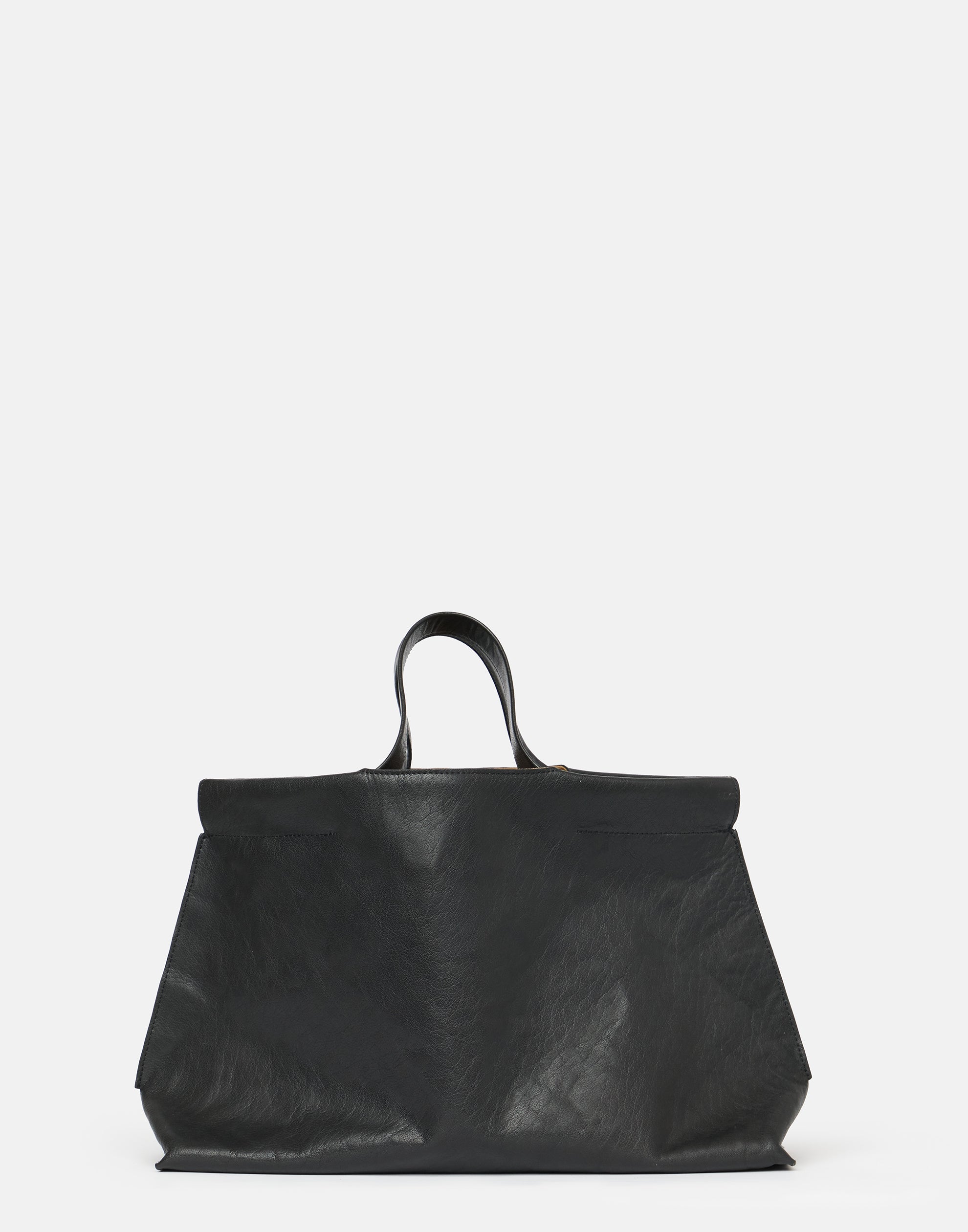 Black Leather Midi Shopper Bag