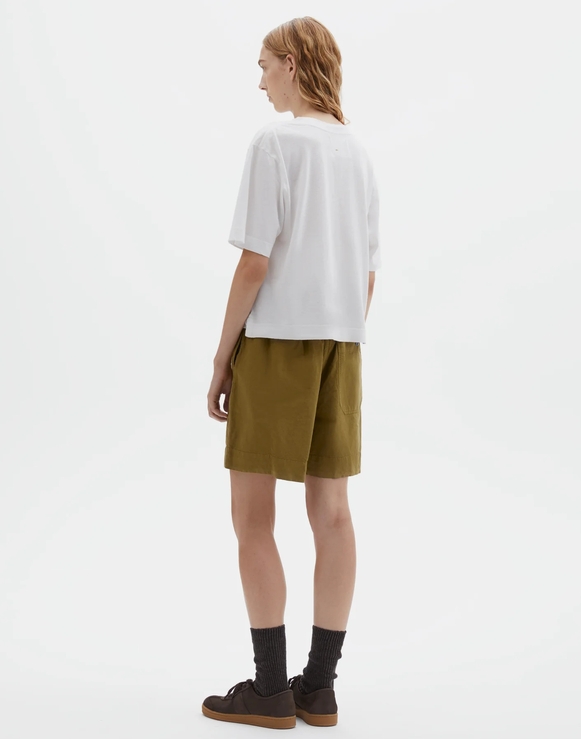 White Cotton & Linen Simple T-Shirt